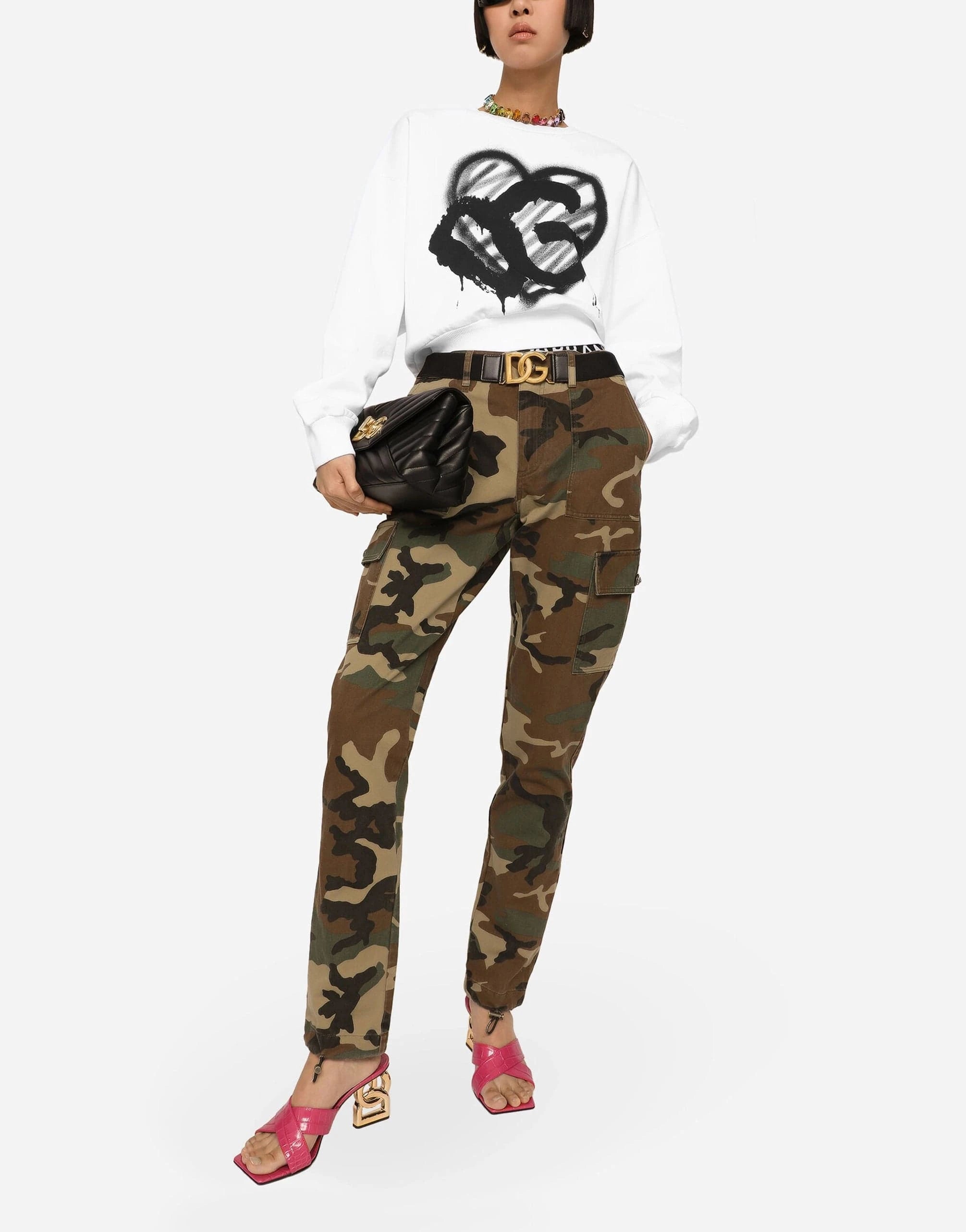 Dolce & Gabbana Camouflage Print Cotton Cargo Pants