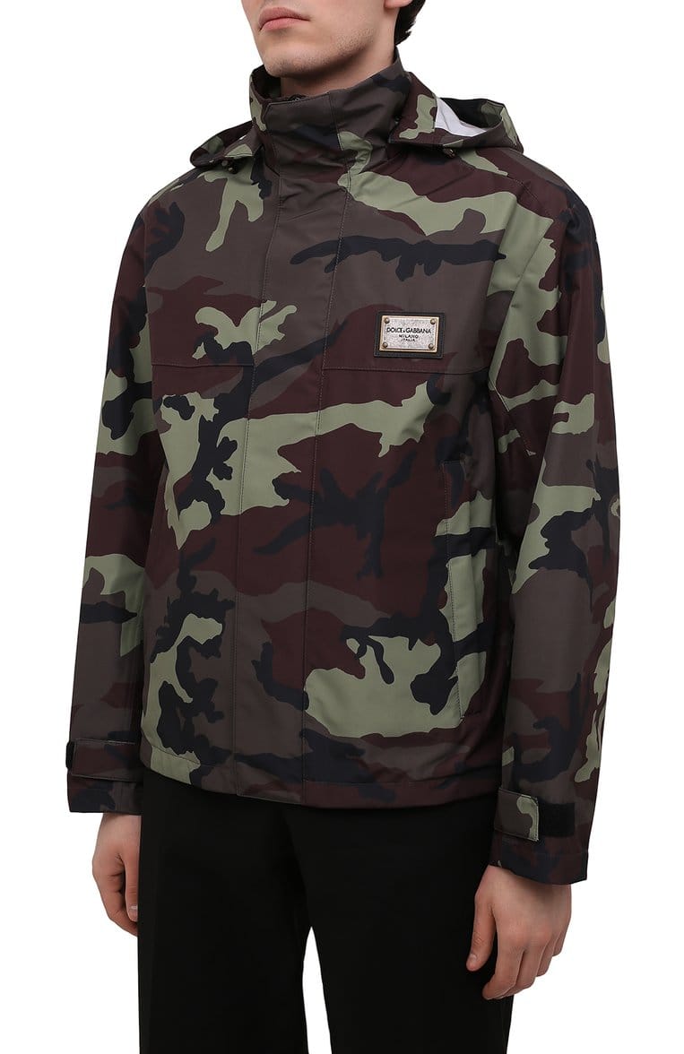 Dolce & Gabbana Camouflage-Print Logo Plaque Jacket