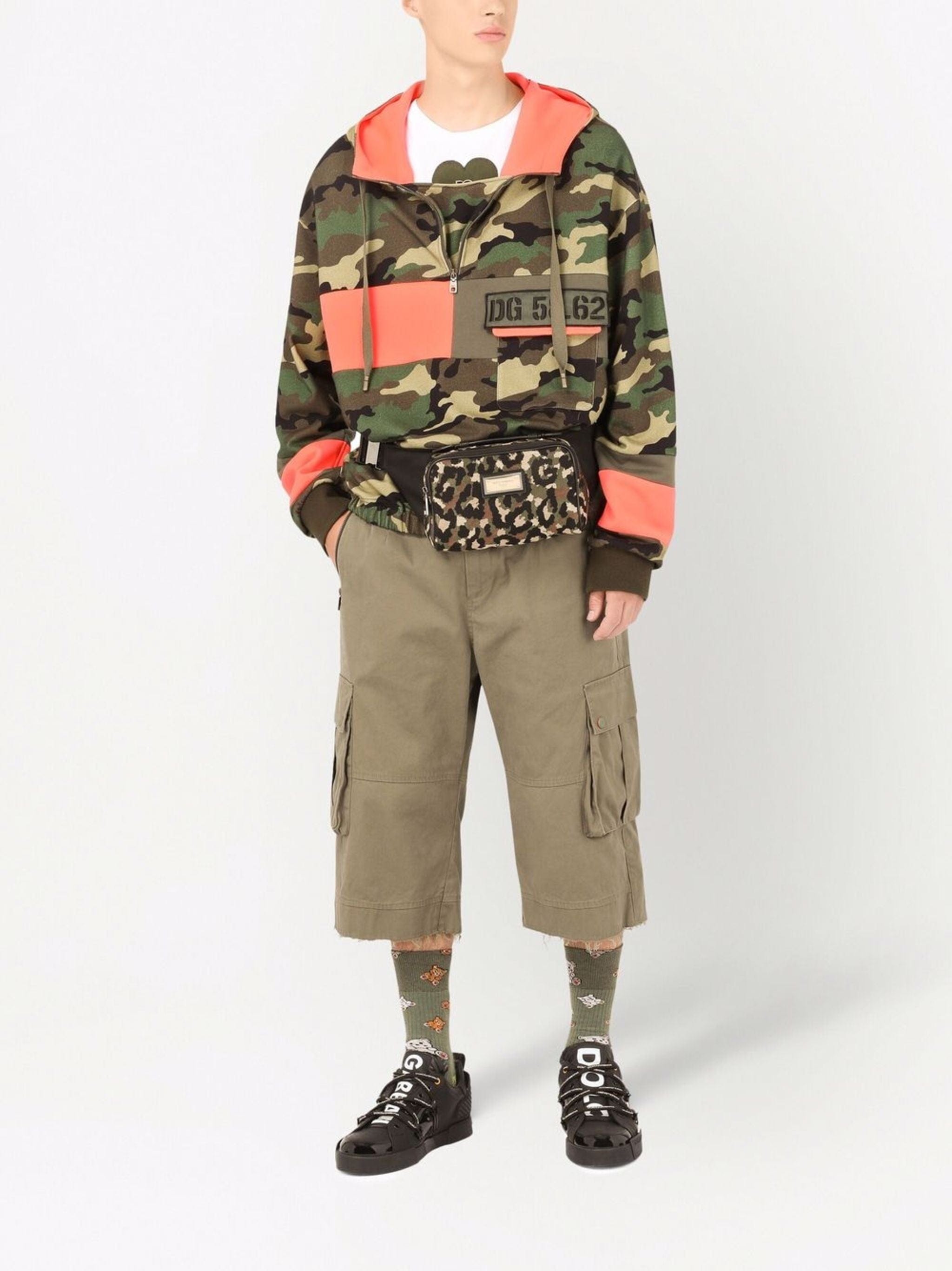 Dolce & Gabbana Camouflage-Print Panelled Hoodie