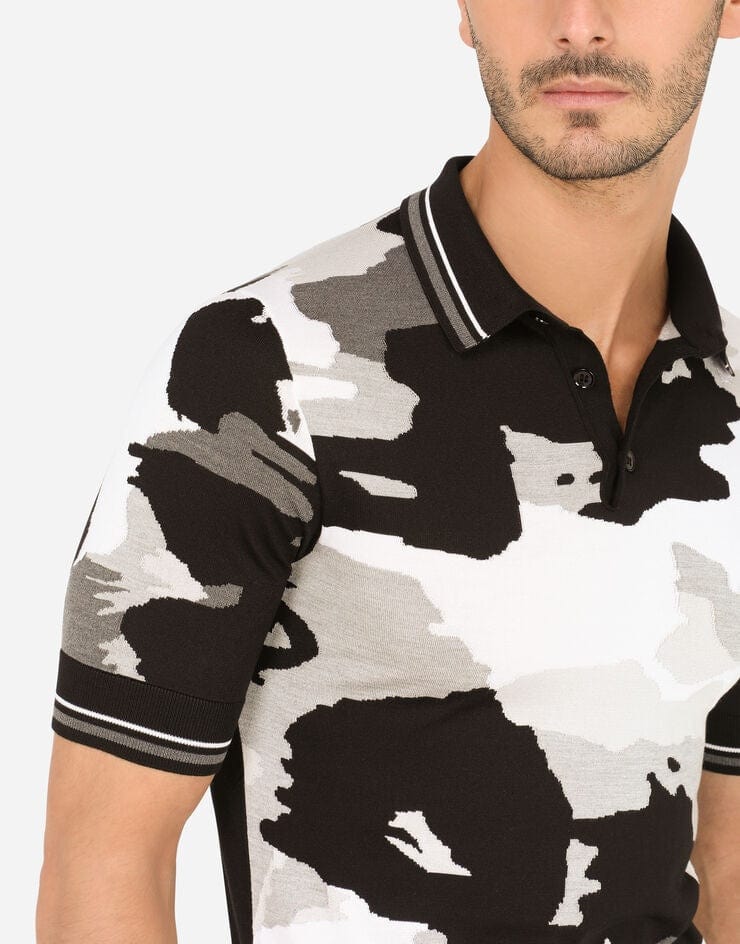 Dolce & Gabbana Camouflage Silk Polo Shirt