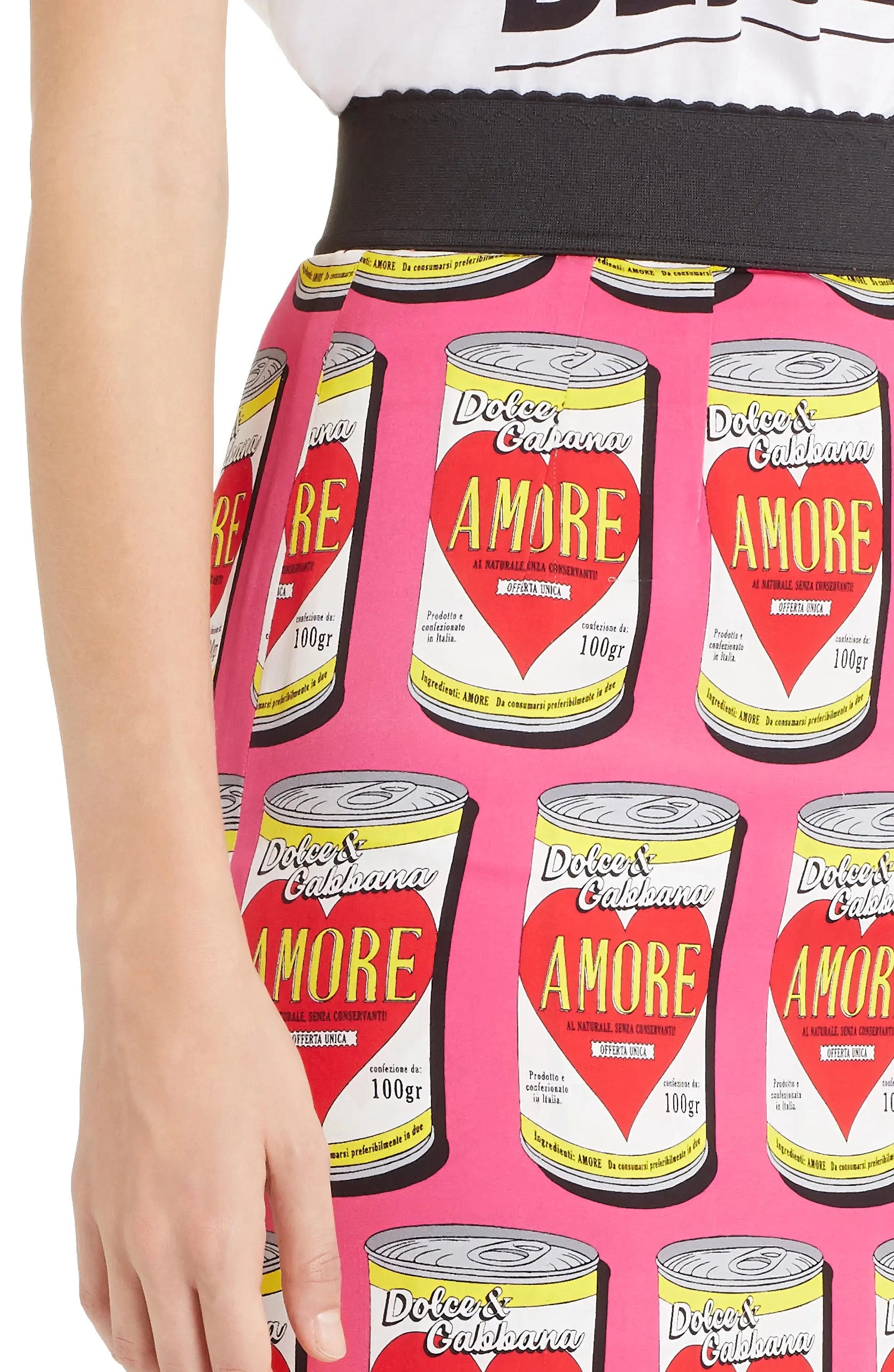 Dolce & Gabbana Can Print Silk Blend Charmeuse Pencil Skirt