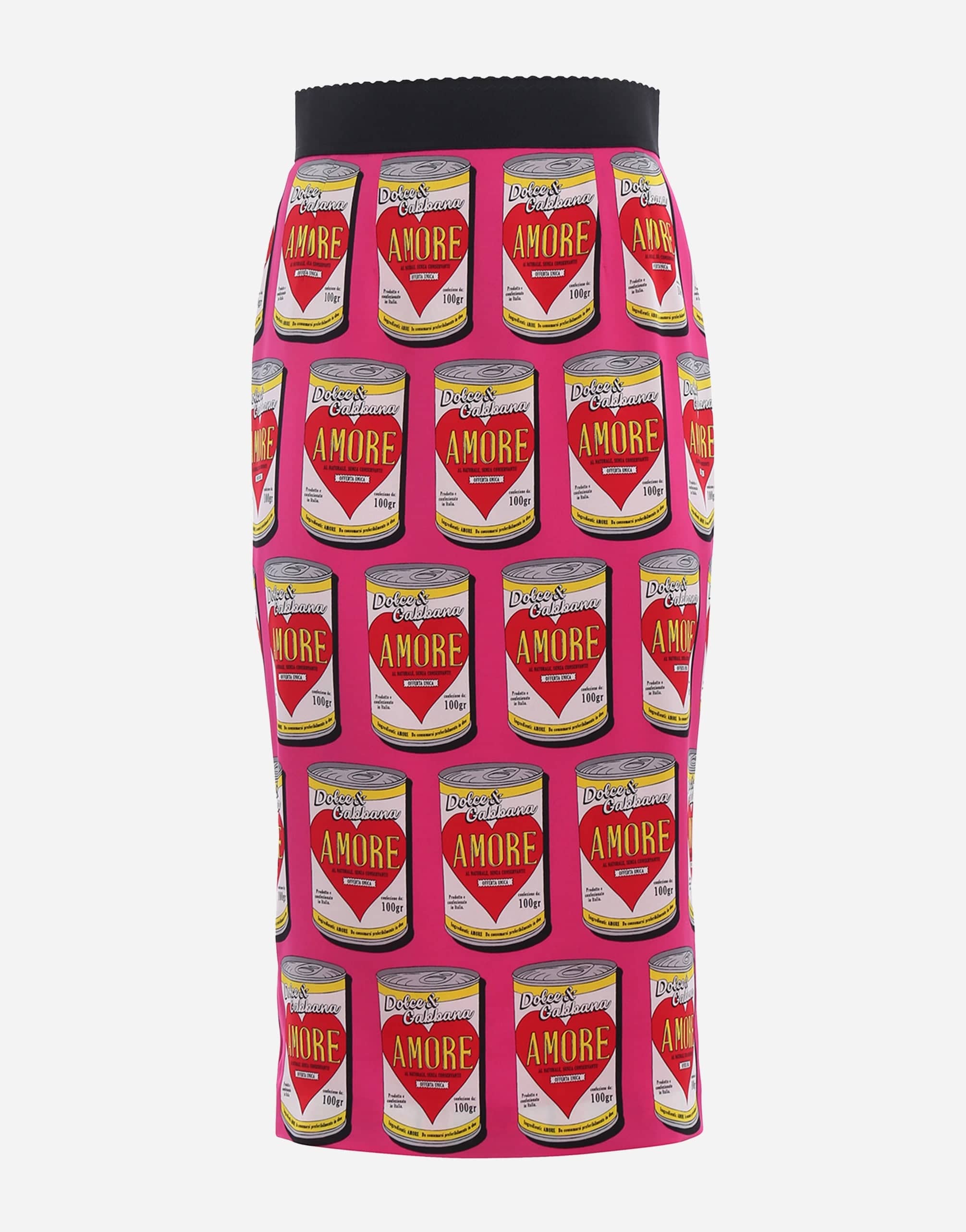 Dolce & Gabbana Can Print Silk Blend Charmeuse Pencil Skirt