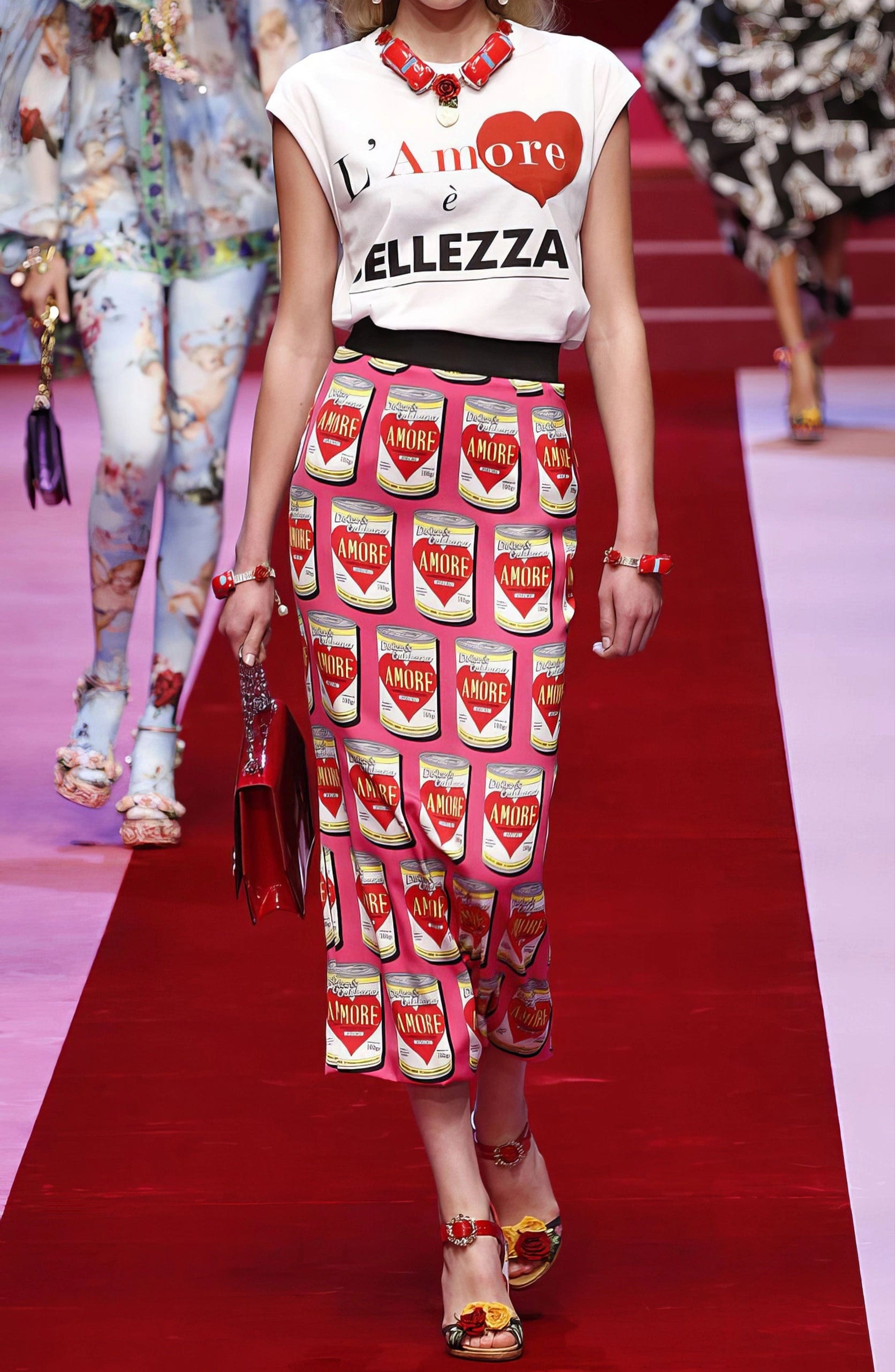 Dolce & Gabbana Can Print Silk Blend Charmeuse Pencil Skirt