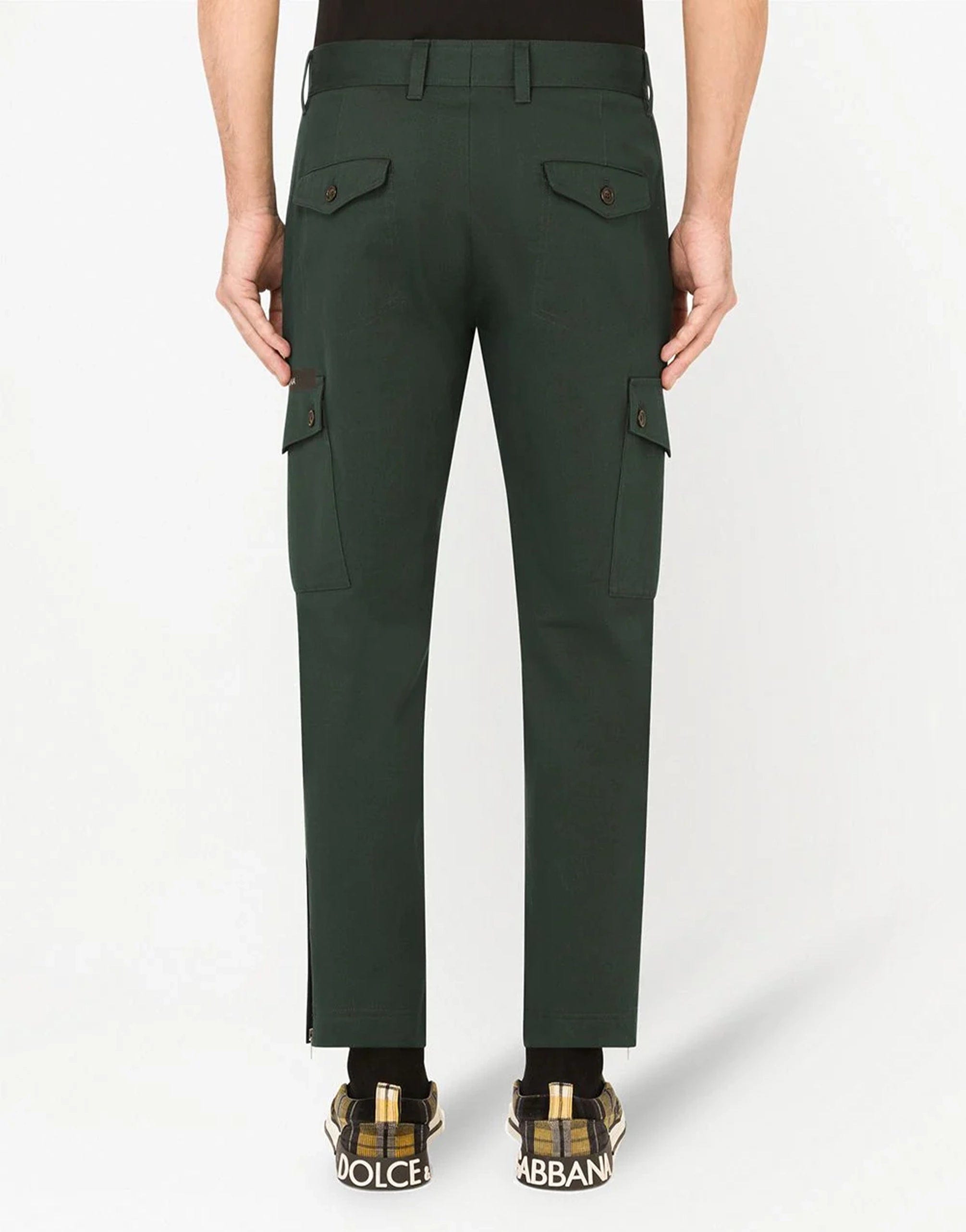 Dolce & Gabbana Stretch Cotton Cargo Pants With Patch Embellishment