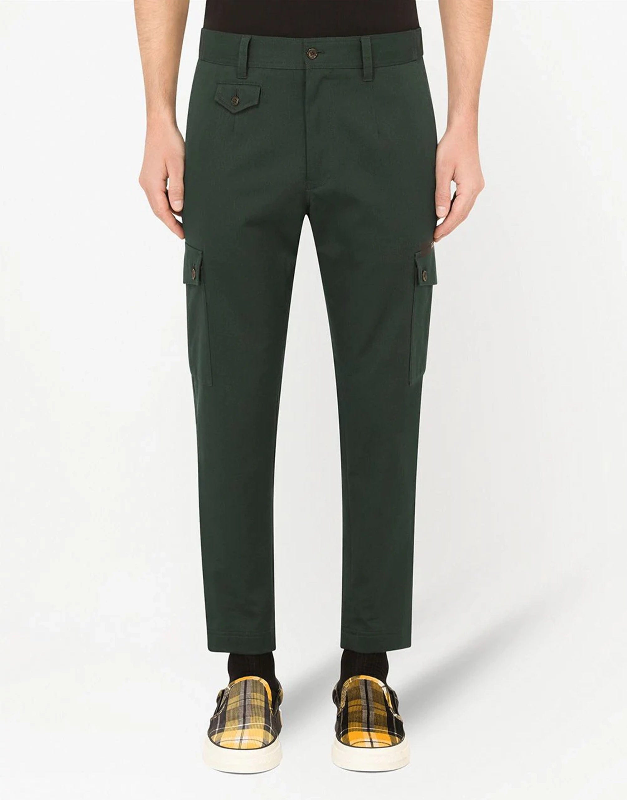 Dolce & Gabbana Stretch Cotton Cargo Pants With Patch Embellishment