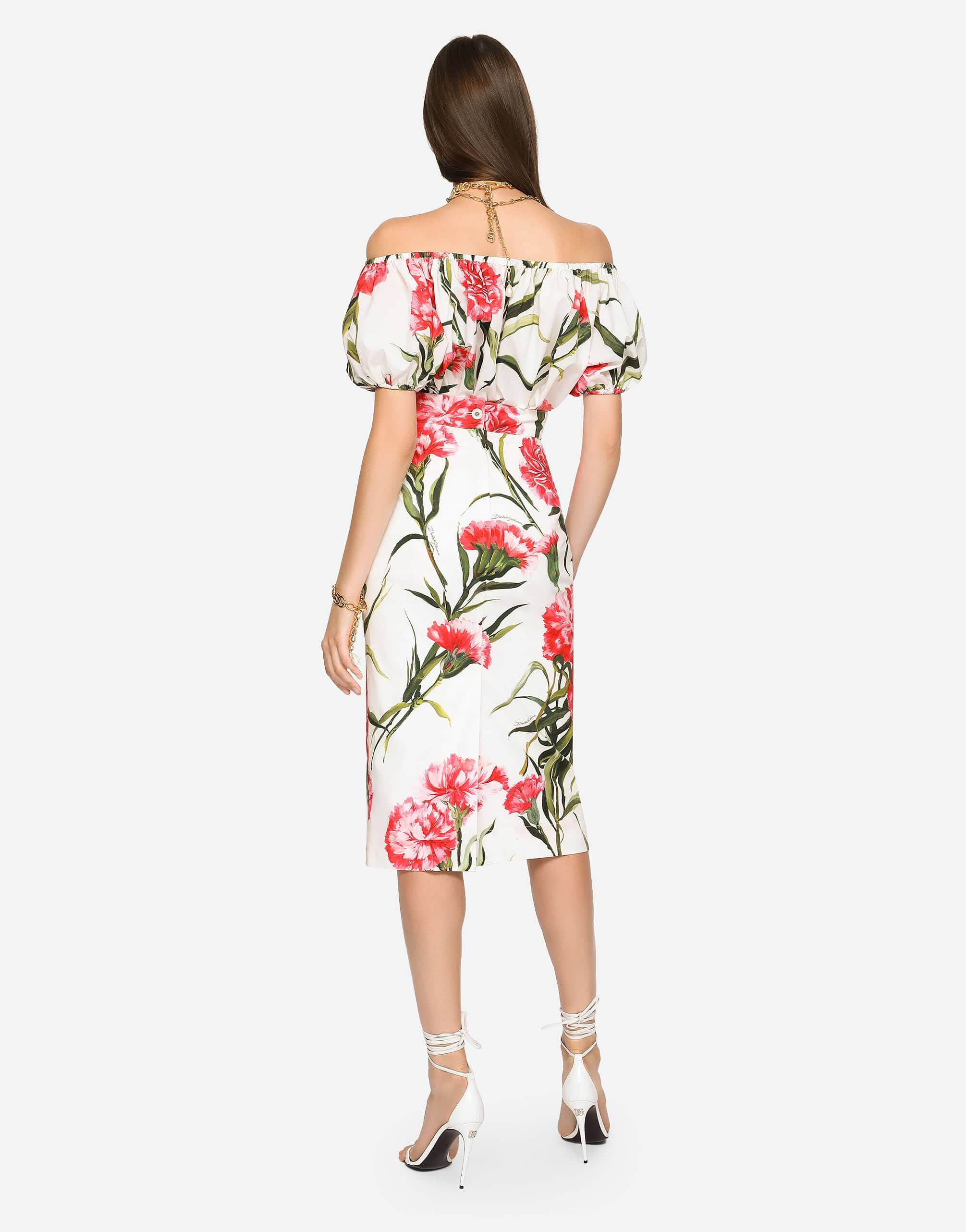 Dolce & Gabbana Carnation-Print Poplin Blouse