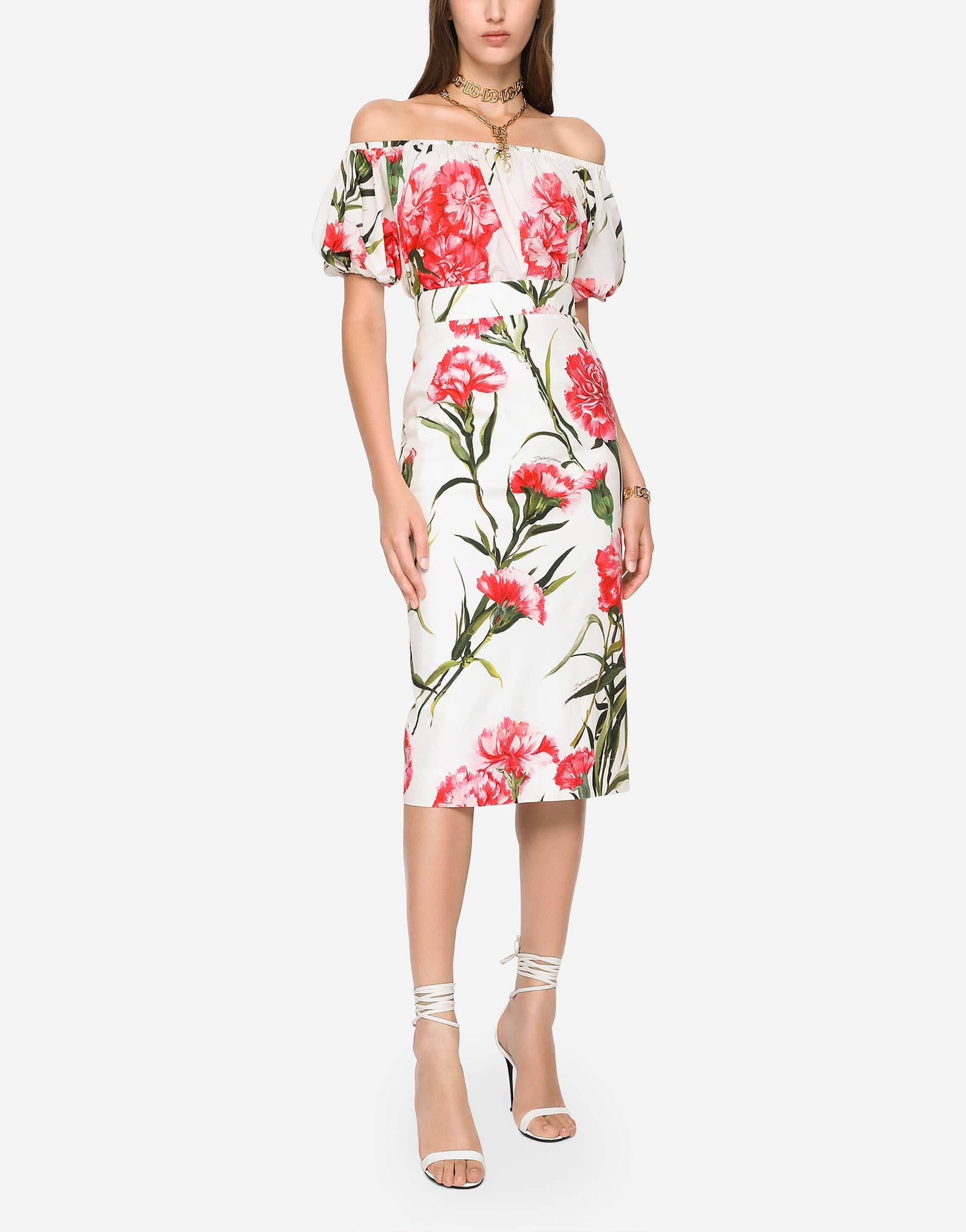 Dolce & Gabbana Carnation-Print Poplin Blouse