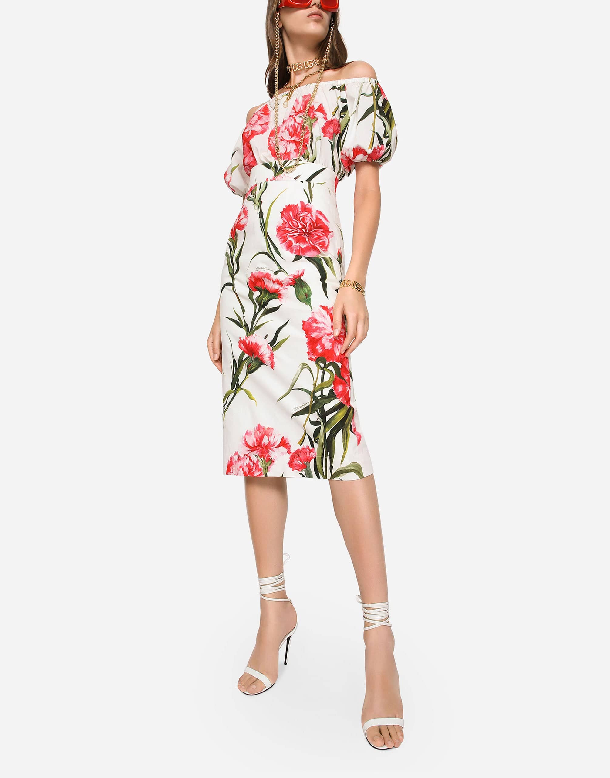 Dolce & Gabbana Carnation-Print Poplin Blouse