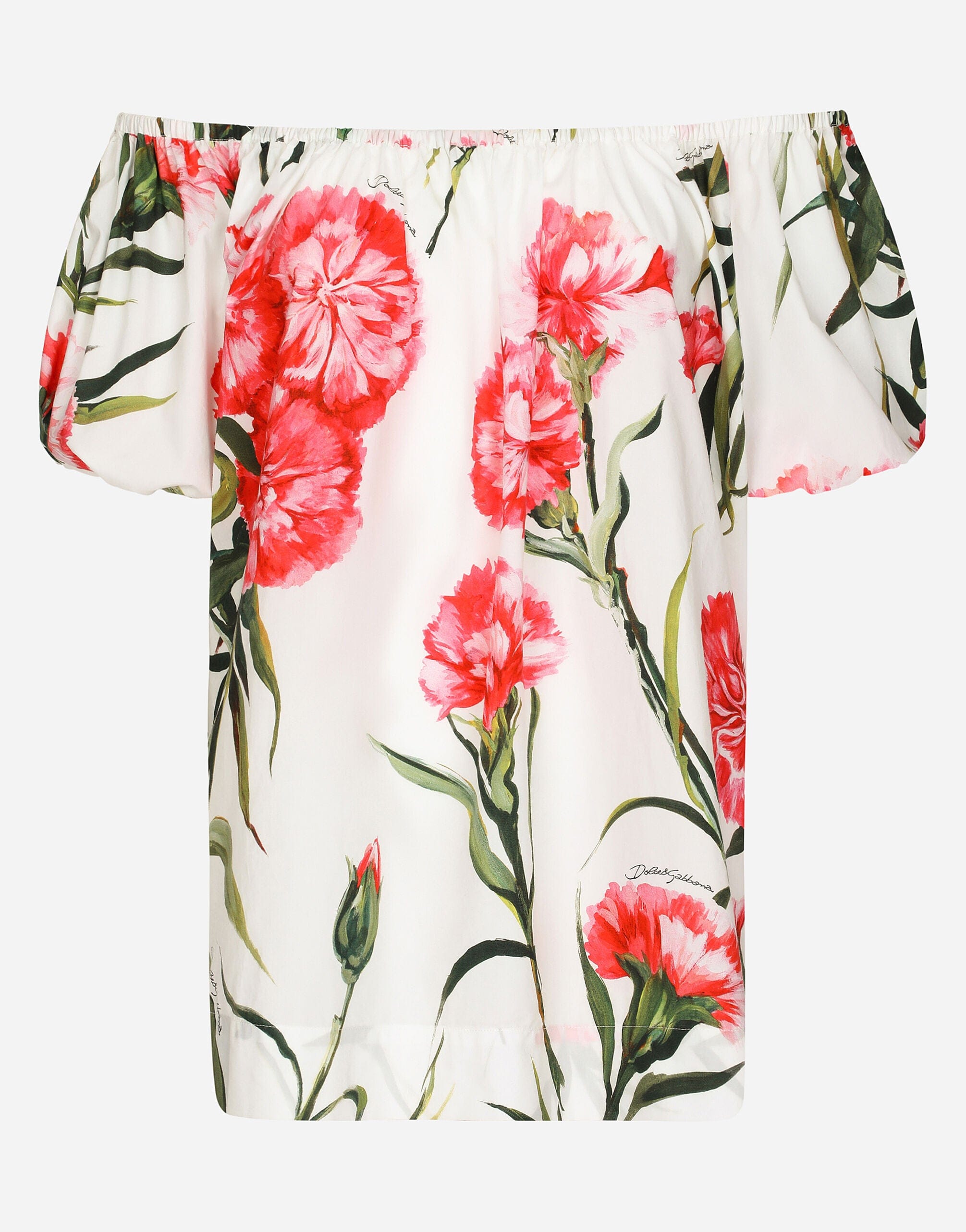 Dolce & Gabbana Bluse aus Popeline mit Nelkenprint