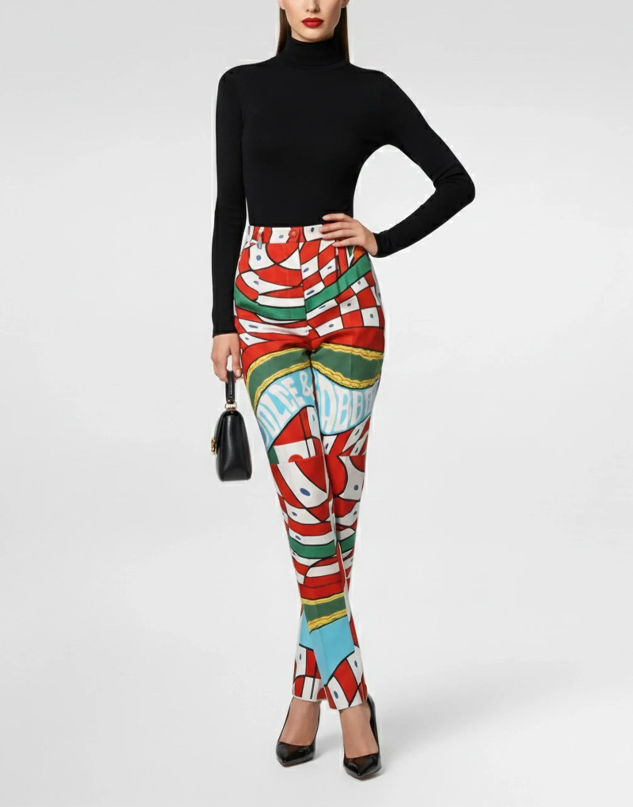 Dolce & Gabbana Carreto-Print Straight-Leg Pants