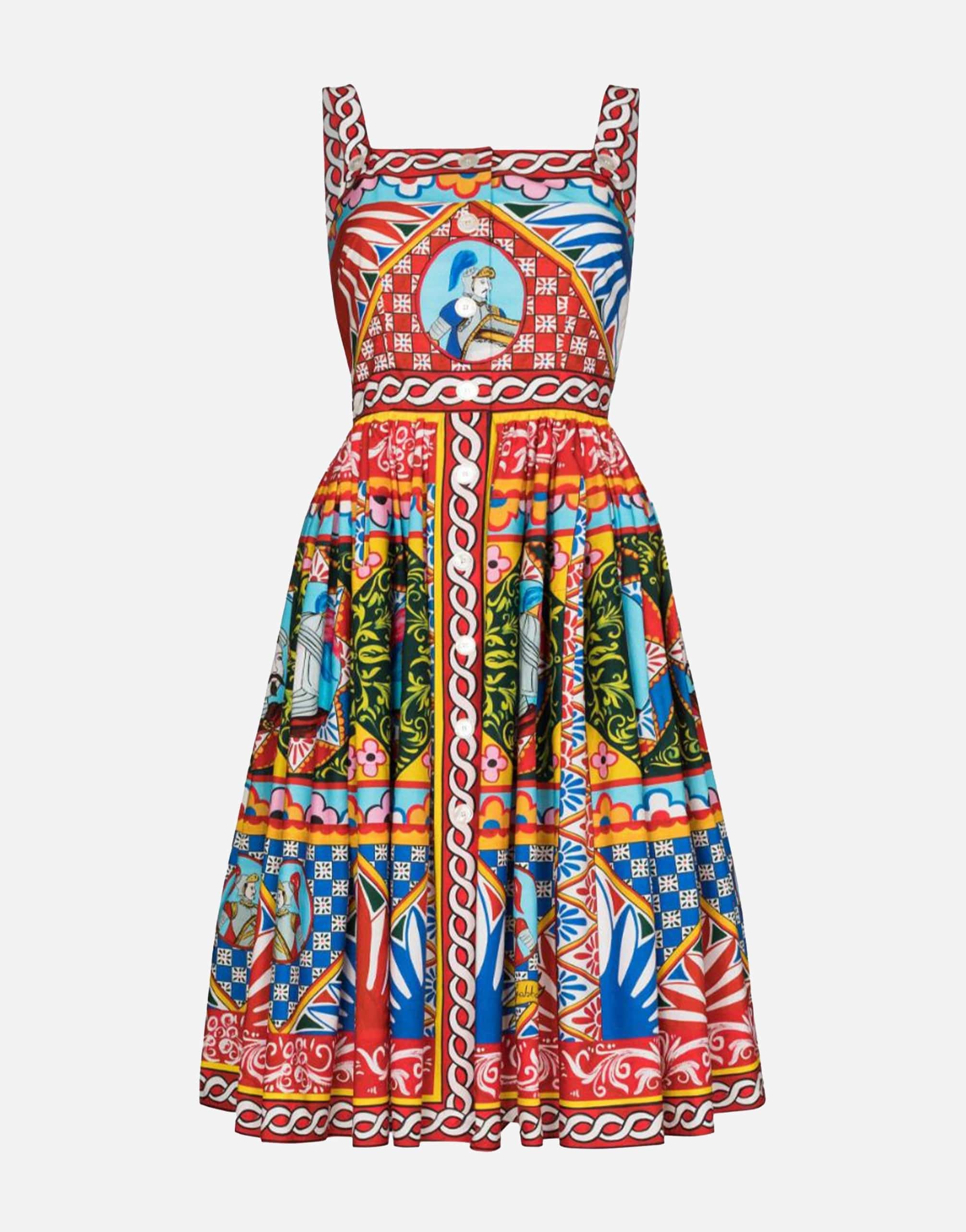 Dolce & Gabbana Carretto-Print Flared Midi Dress