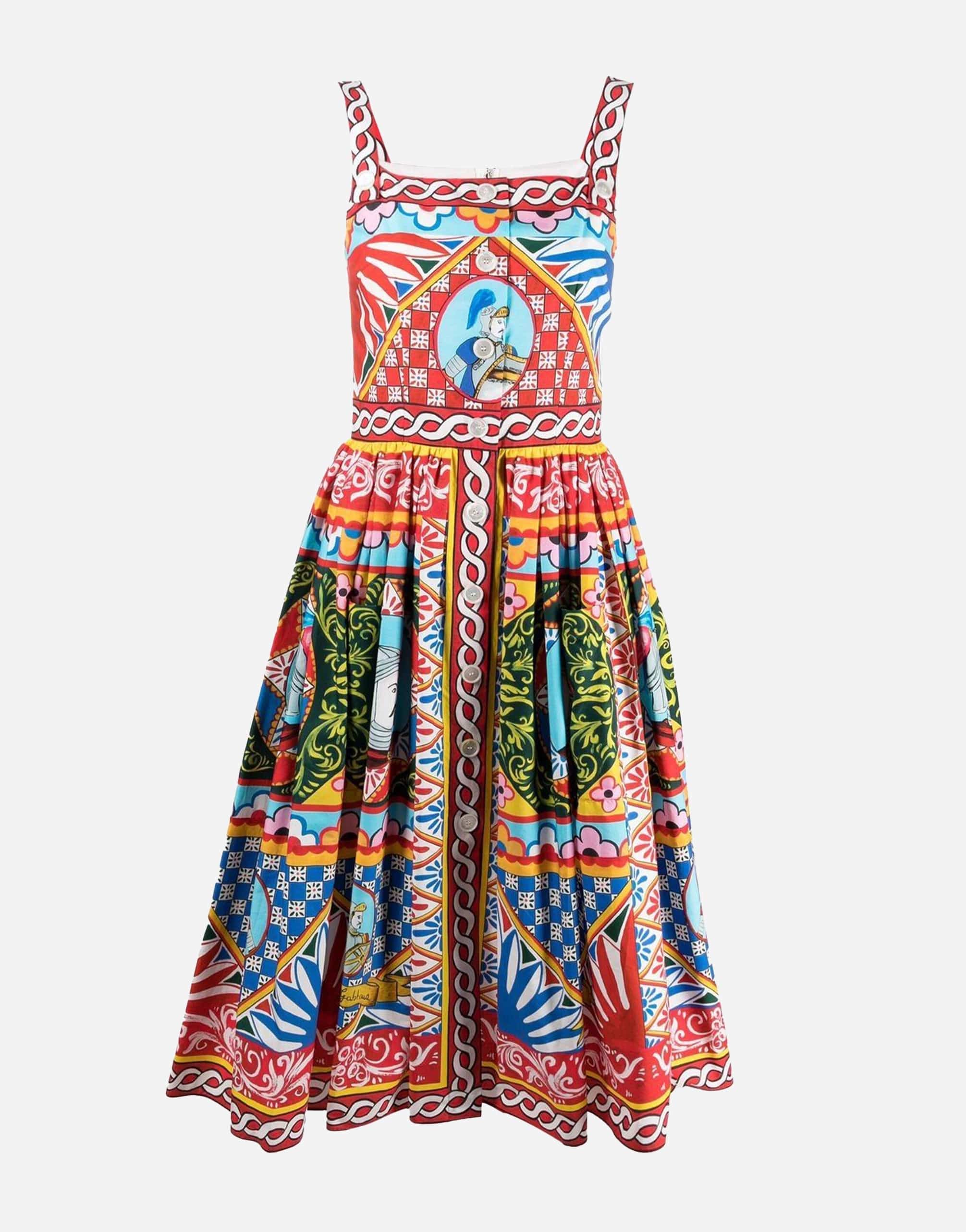 Dolce & Gabbana Carretto-Print Flared Midi Dress