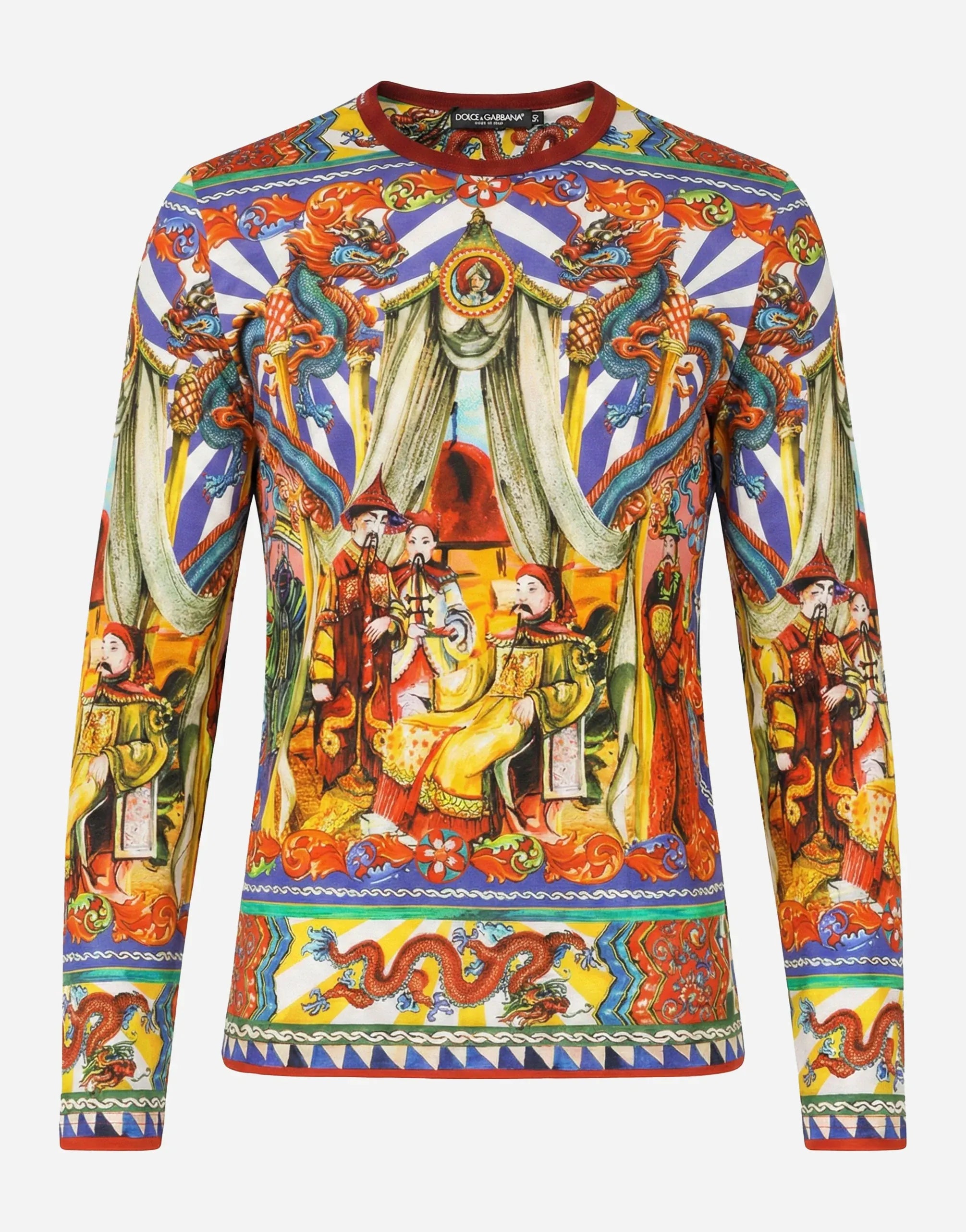 ✨DOLCE&GABBANA グラフィックTシャツ ロングスリーブ Dolce & Gabbana Carretto Print Long-Sleeve T-Shirt | Sendegaro SE