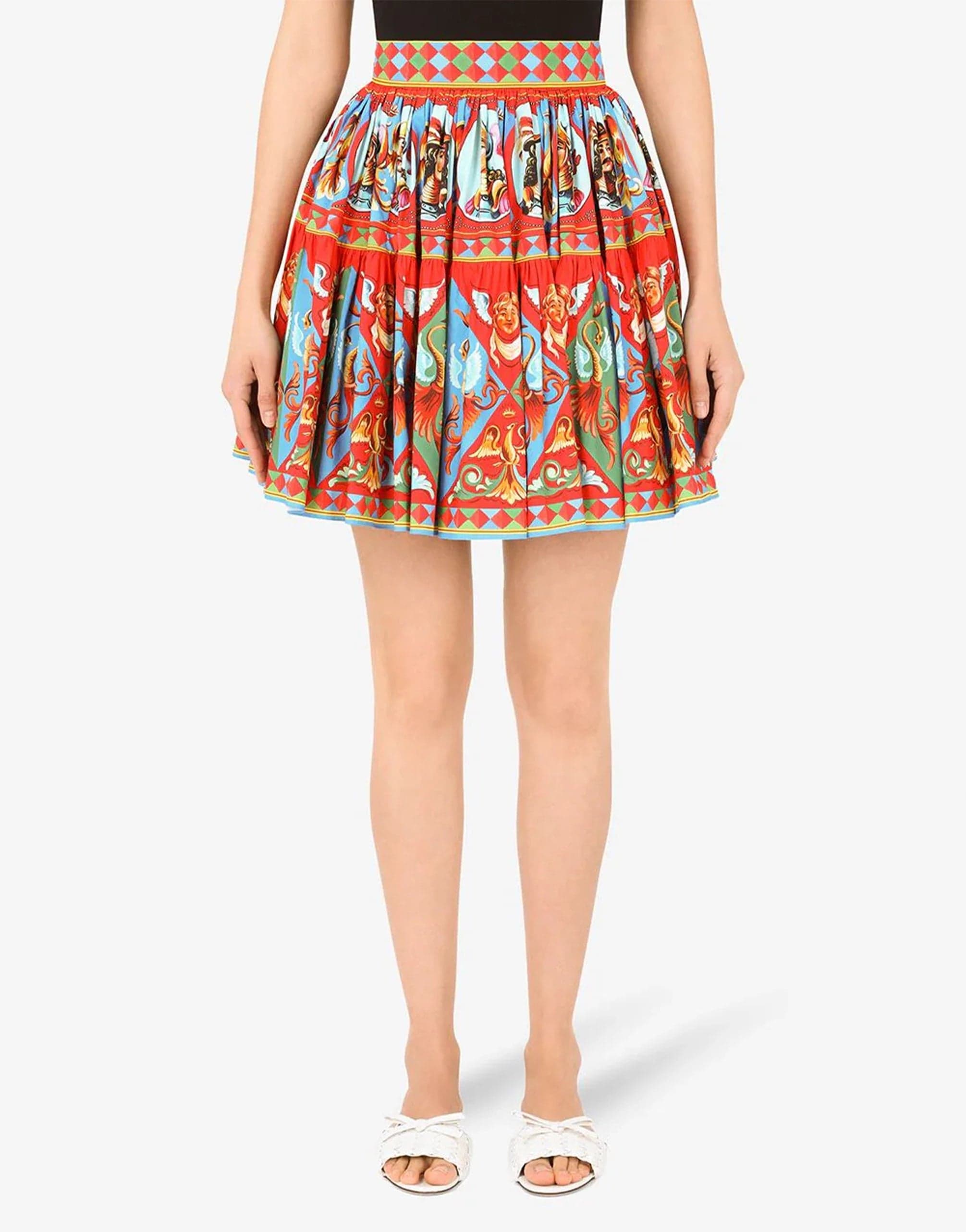 Dolce & Gabbana Carretto-Print Pleated Miniskirt