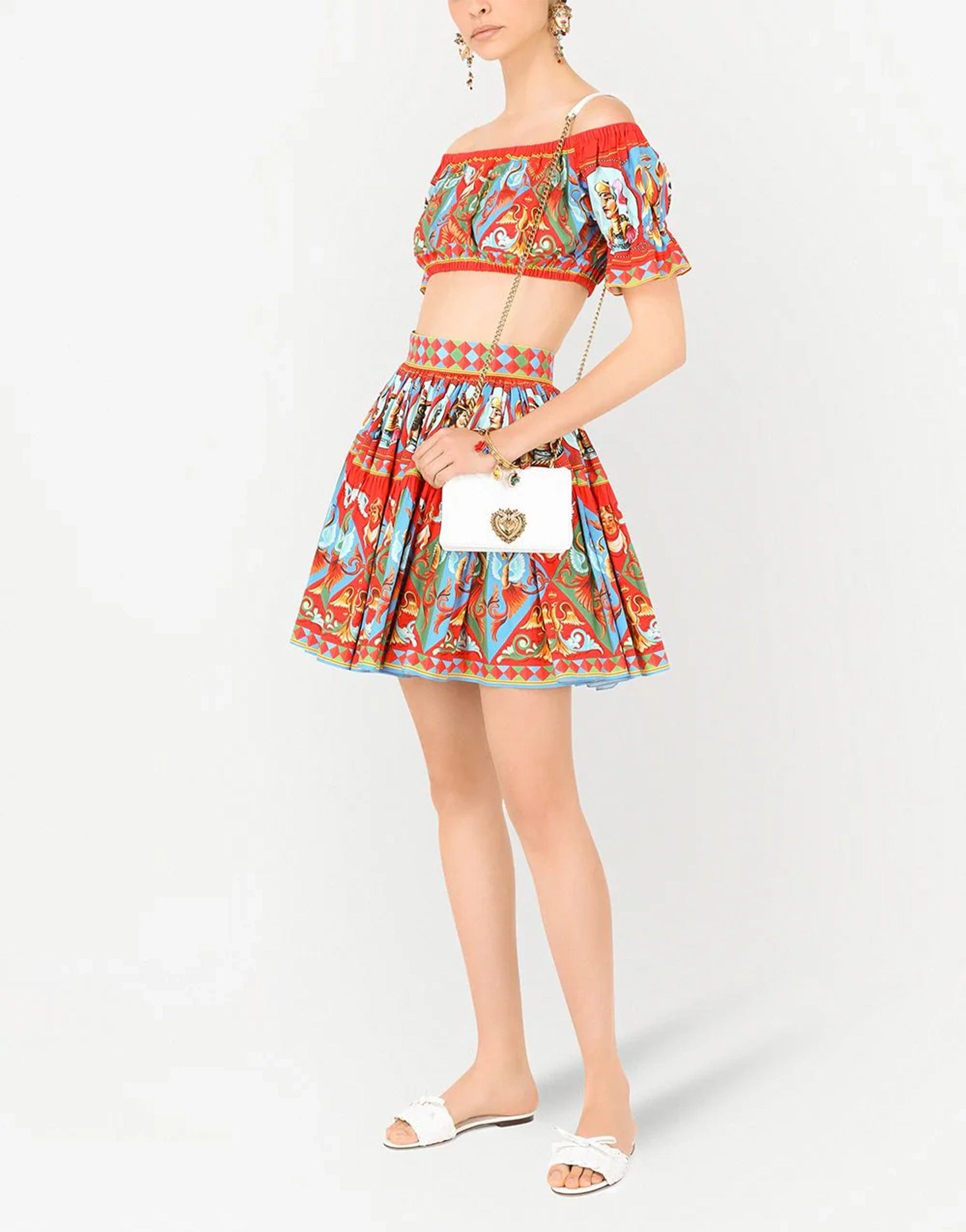 Dolce & Gabbana Carretto-Print Pleated Miniskirt