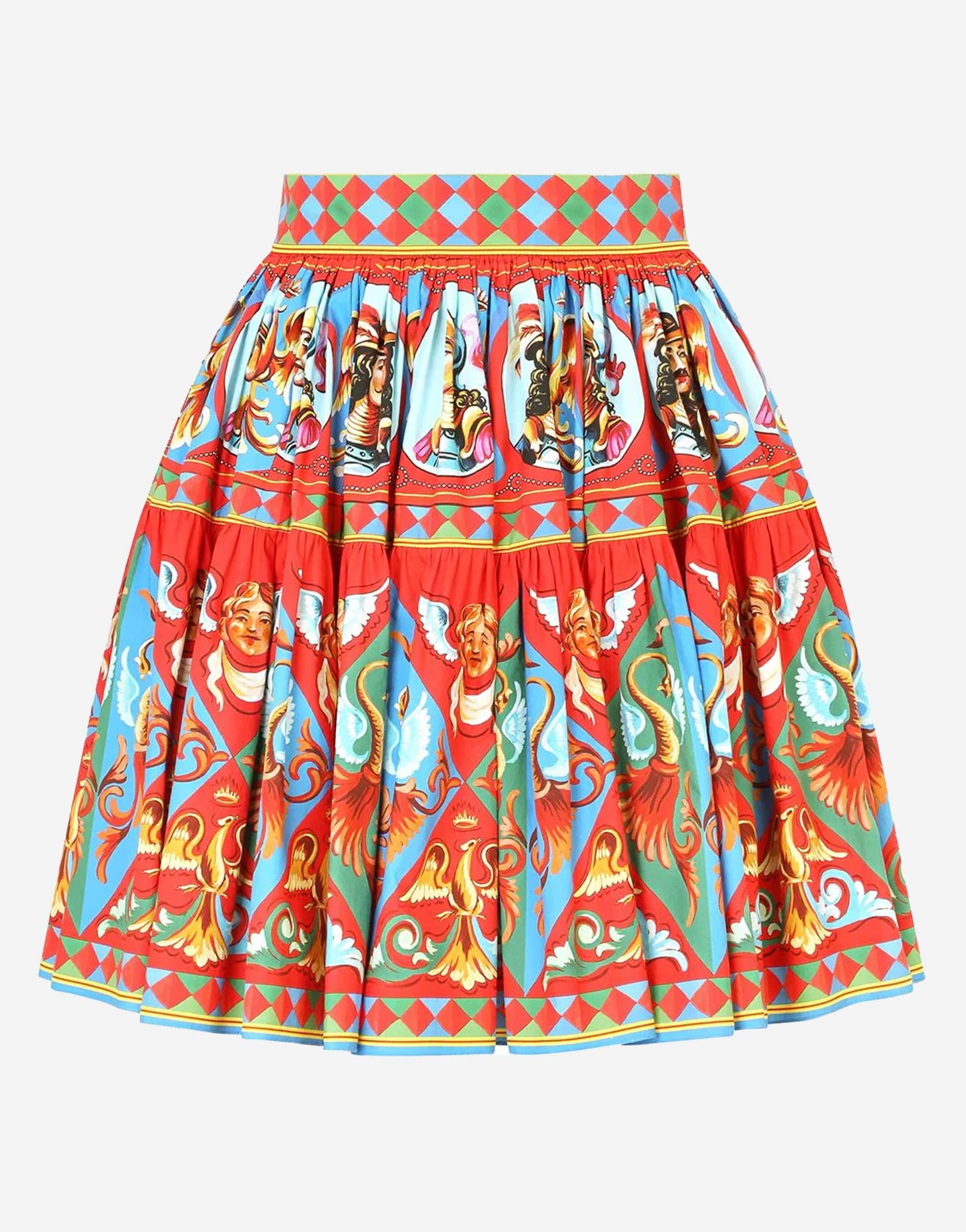 Dolce & Gabbana Carretto-Print Pleated Miniskirt