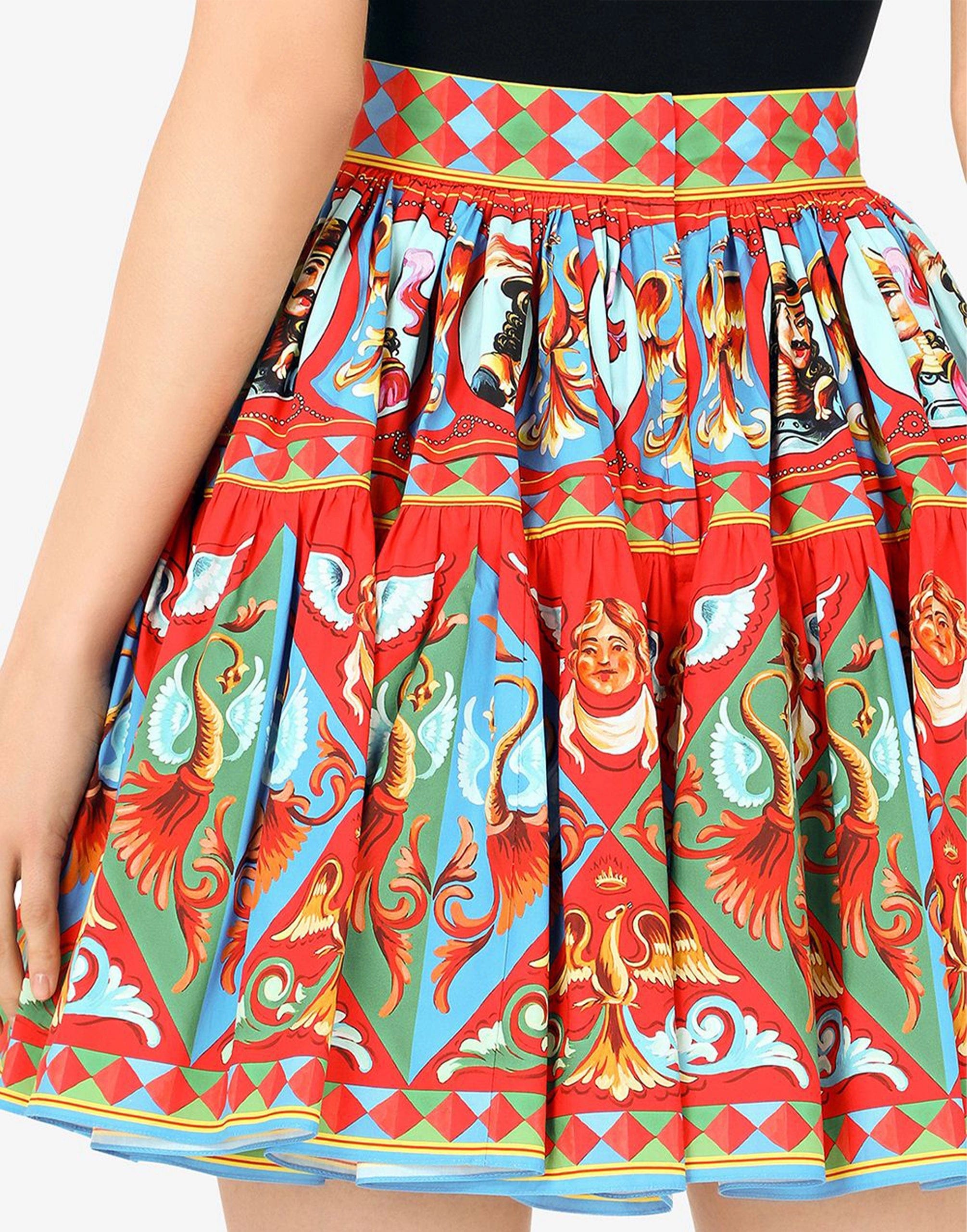 Dolce & Gabbana Carretto-Print Pleated Miniskirt