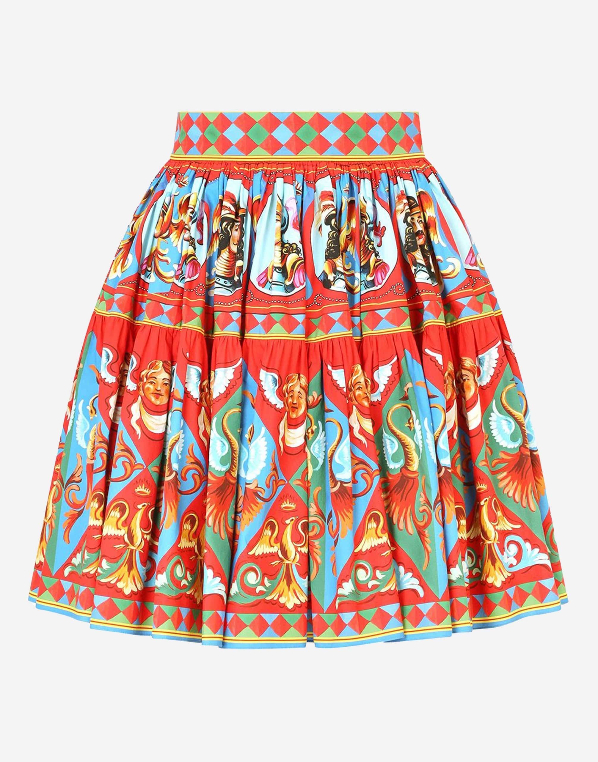 Dolce & Gabbana Carretto-Print Pleated Miniskirt