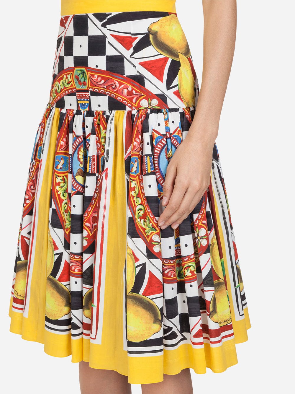 Dolce & Gabbana Carretto-Print Pleated Skirt