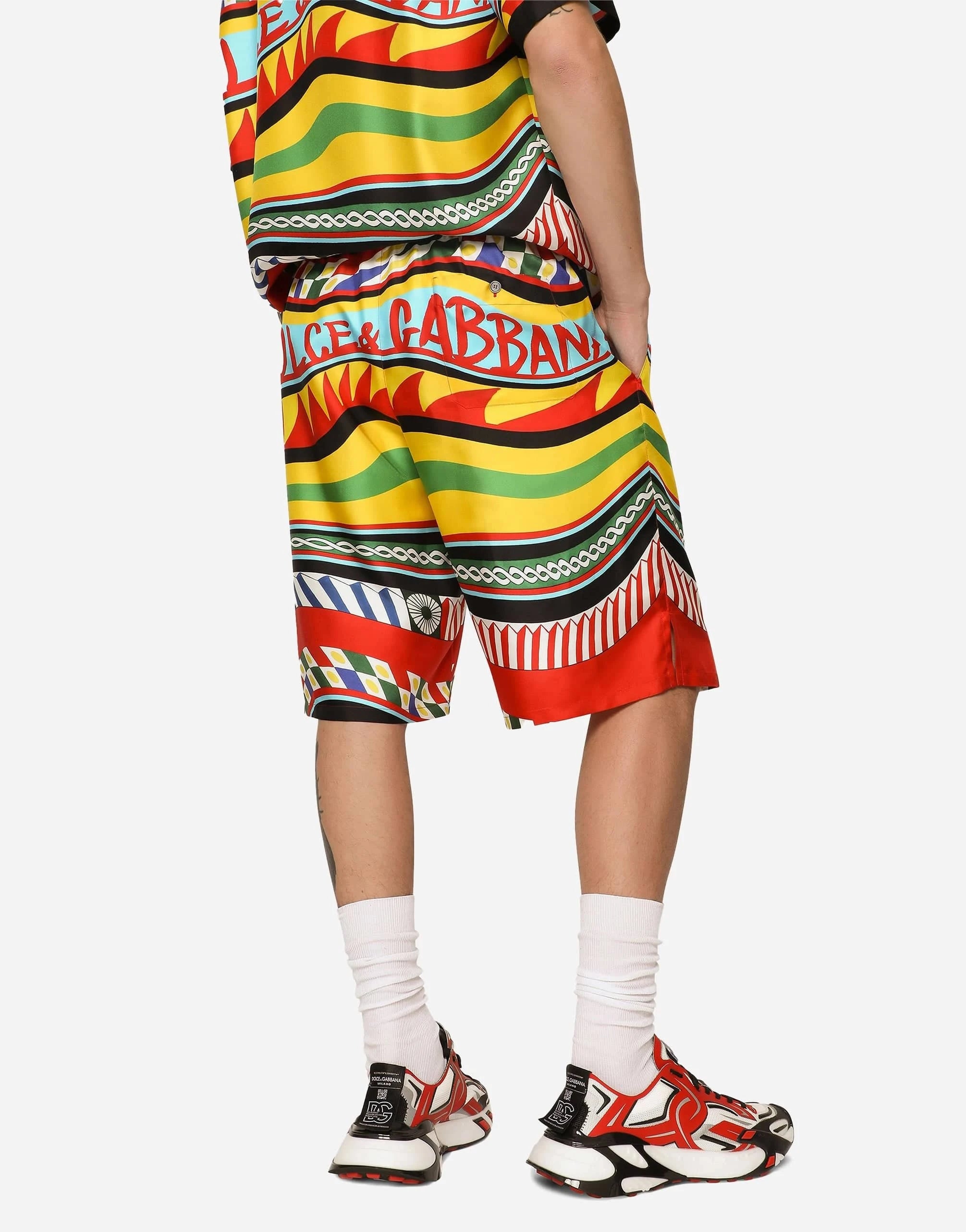 Dolce & Gabbana Carretto-Print Silk Twill Shorts