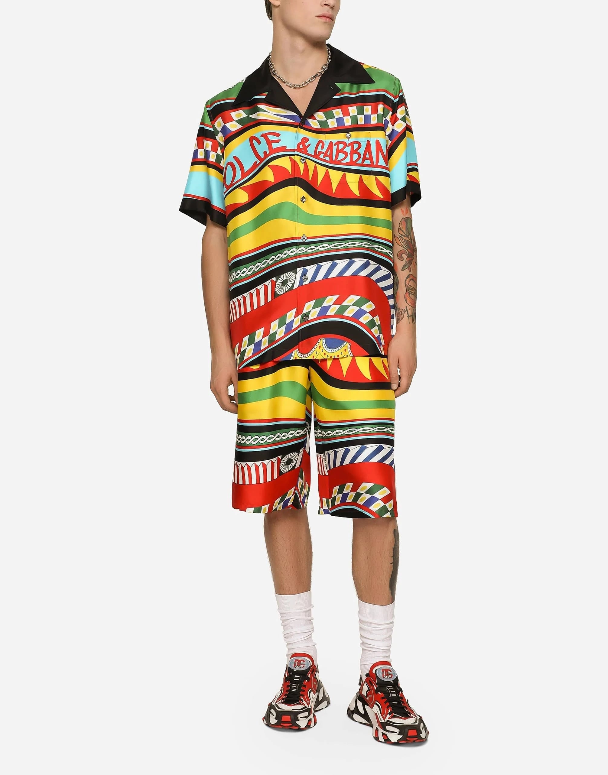 Dolce & Gabbana Carretto-Print Silk Twill Shorts