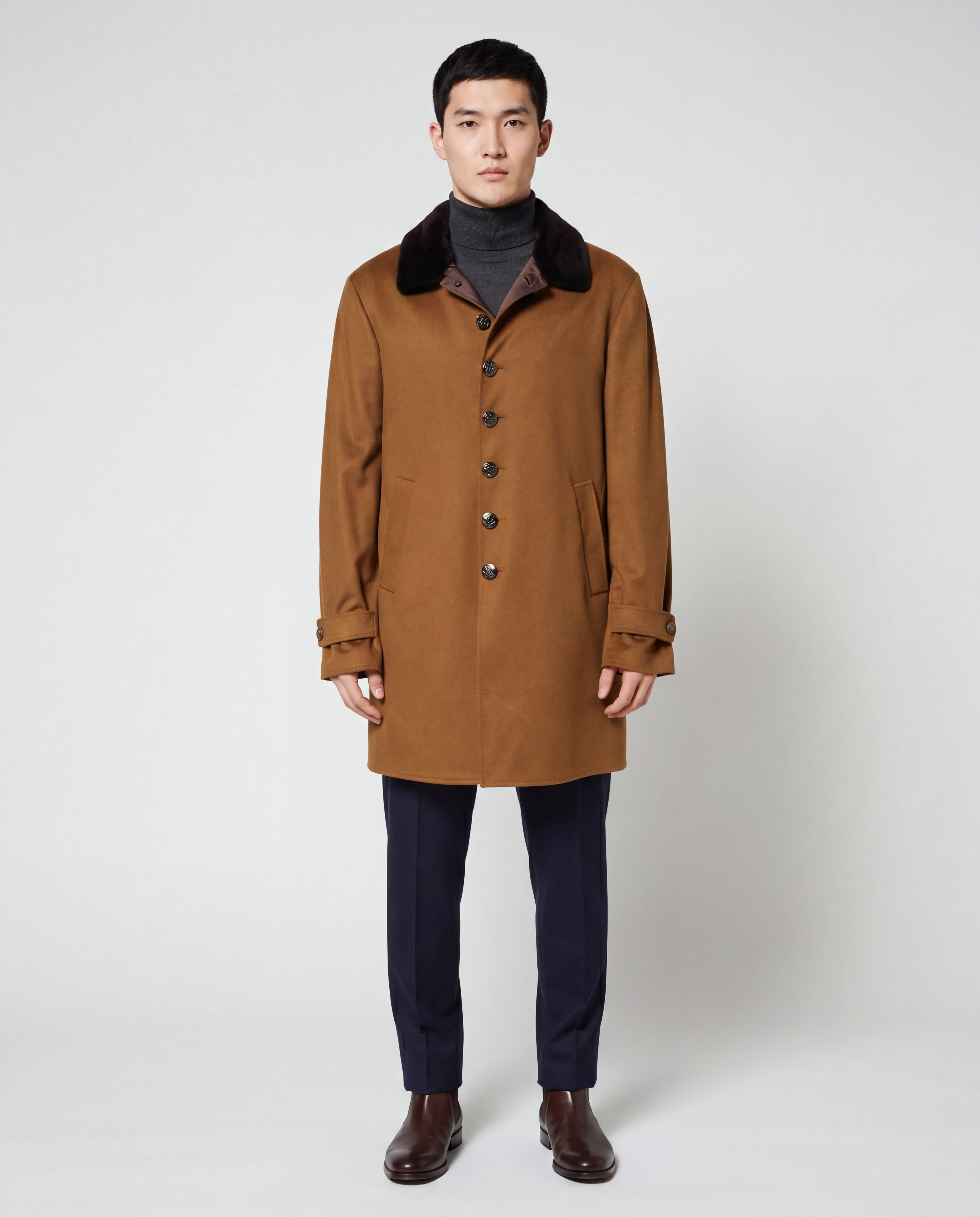 Dolce & Gabbana Cashmere Overcoat With Fur Collar - alternate view