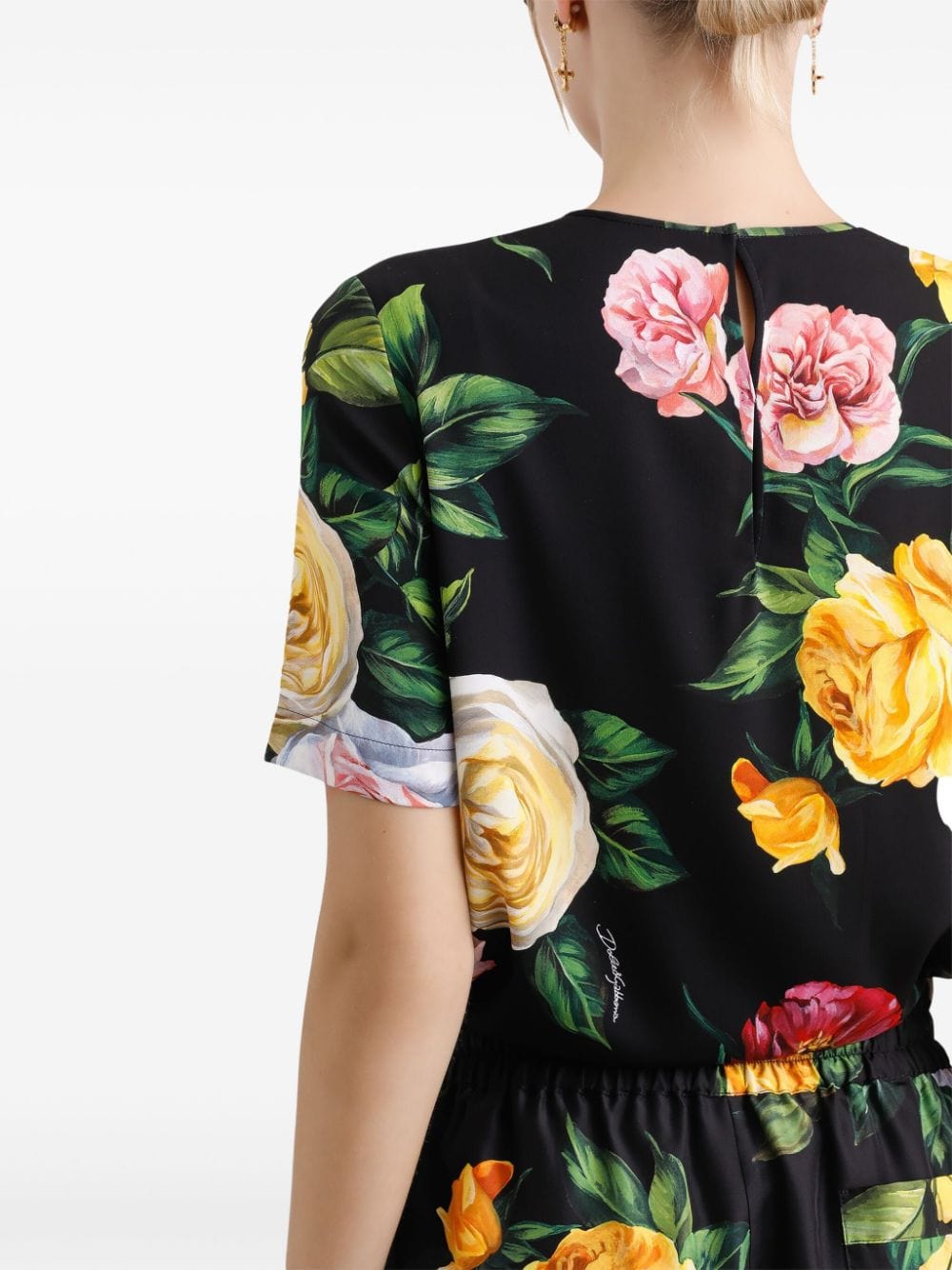 Dolce & Gabbana Charmeuse Floral-Print Blouse