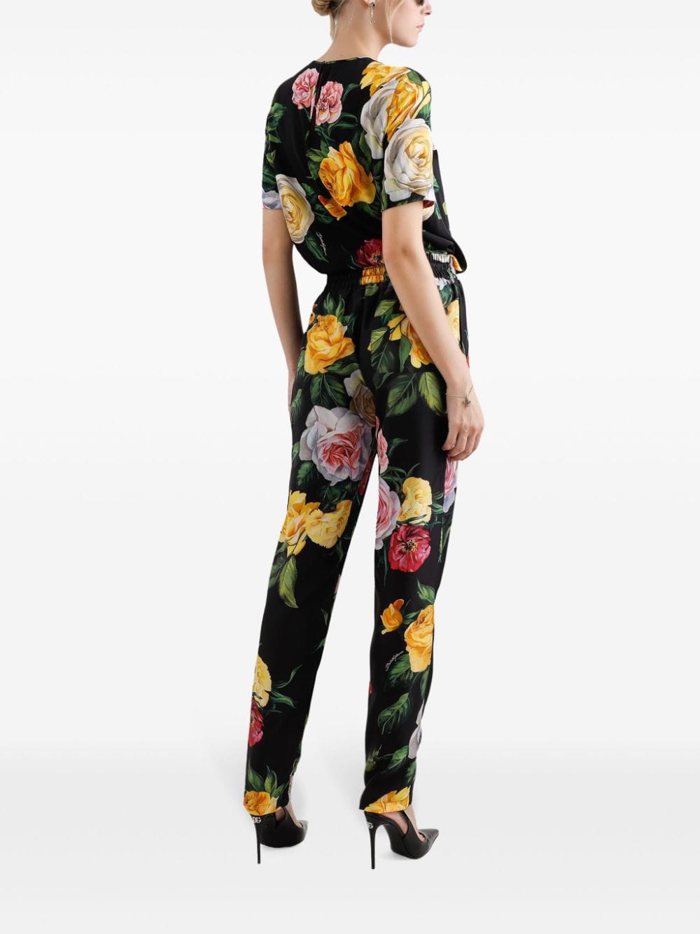 Dolce & Gabbana Charmeuse Floral-Print Blouse