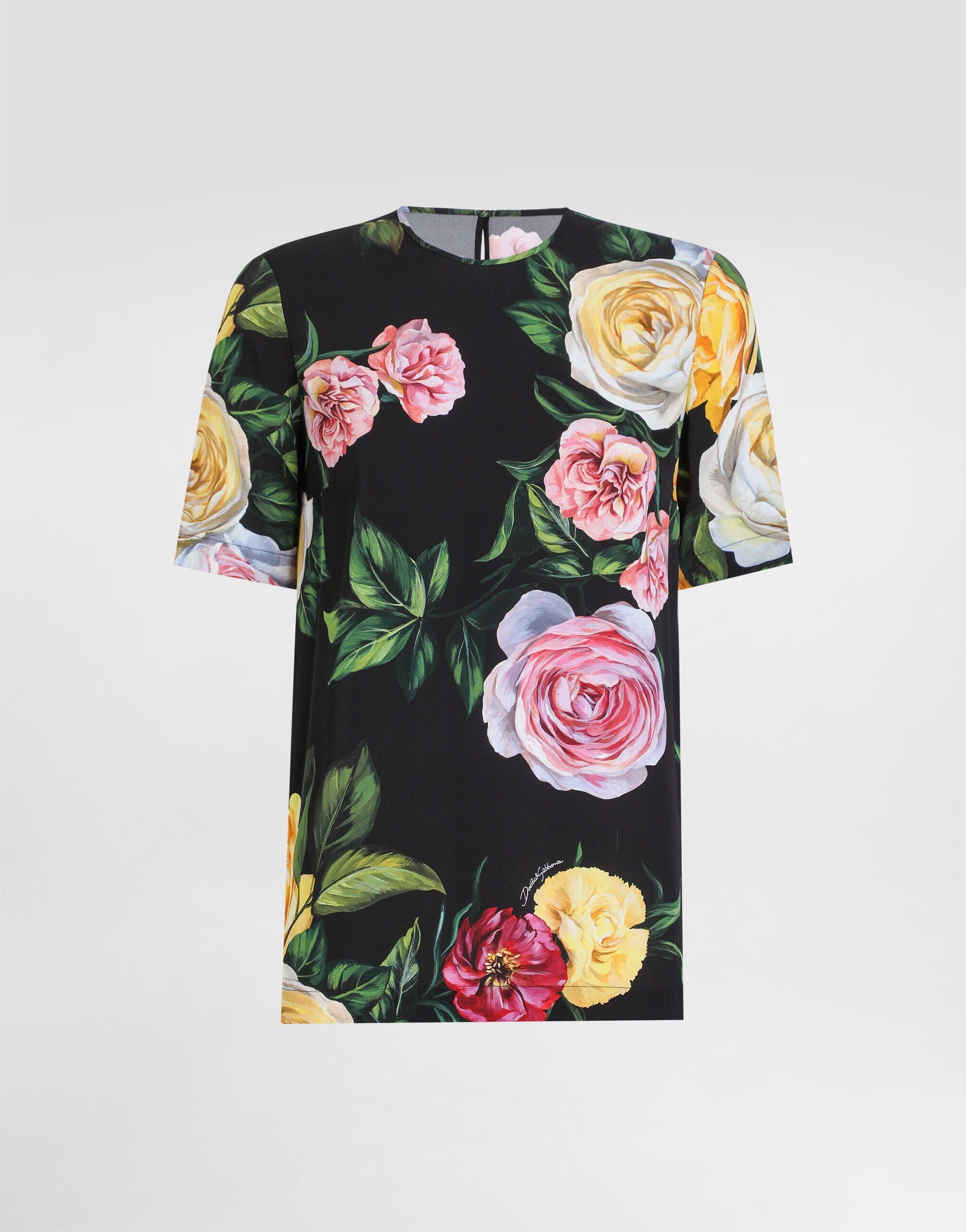 Dolce & Gabbana Charmeuse Floral-Print Blouse