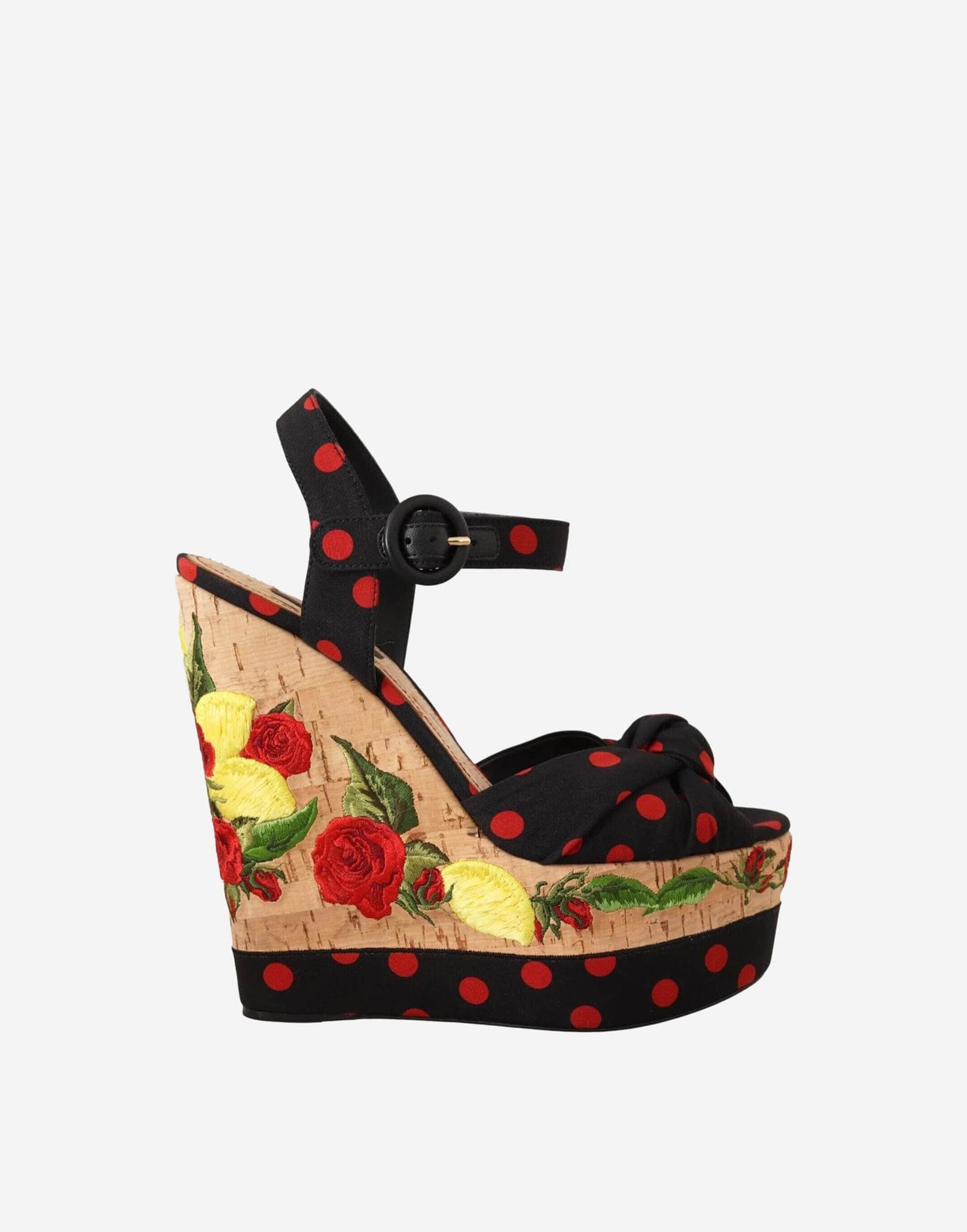 Dolce & Gabbana Charmeuse Platform Wedge Sandals