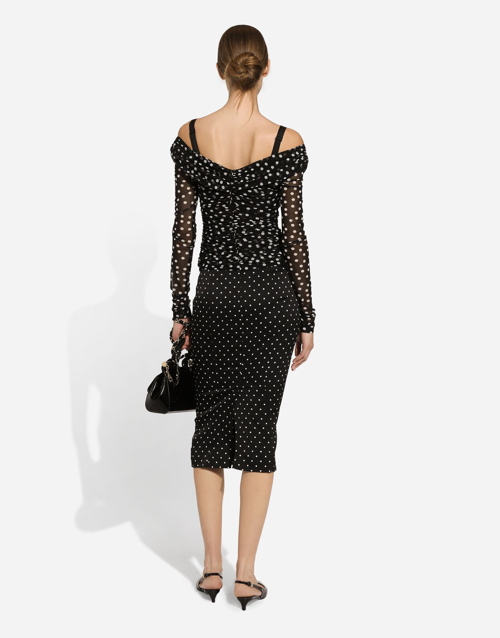 Dolce & Gabbana Charmeuse Polka-Dot Pencil Skirt