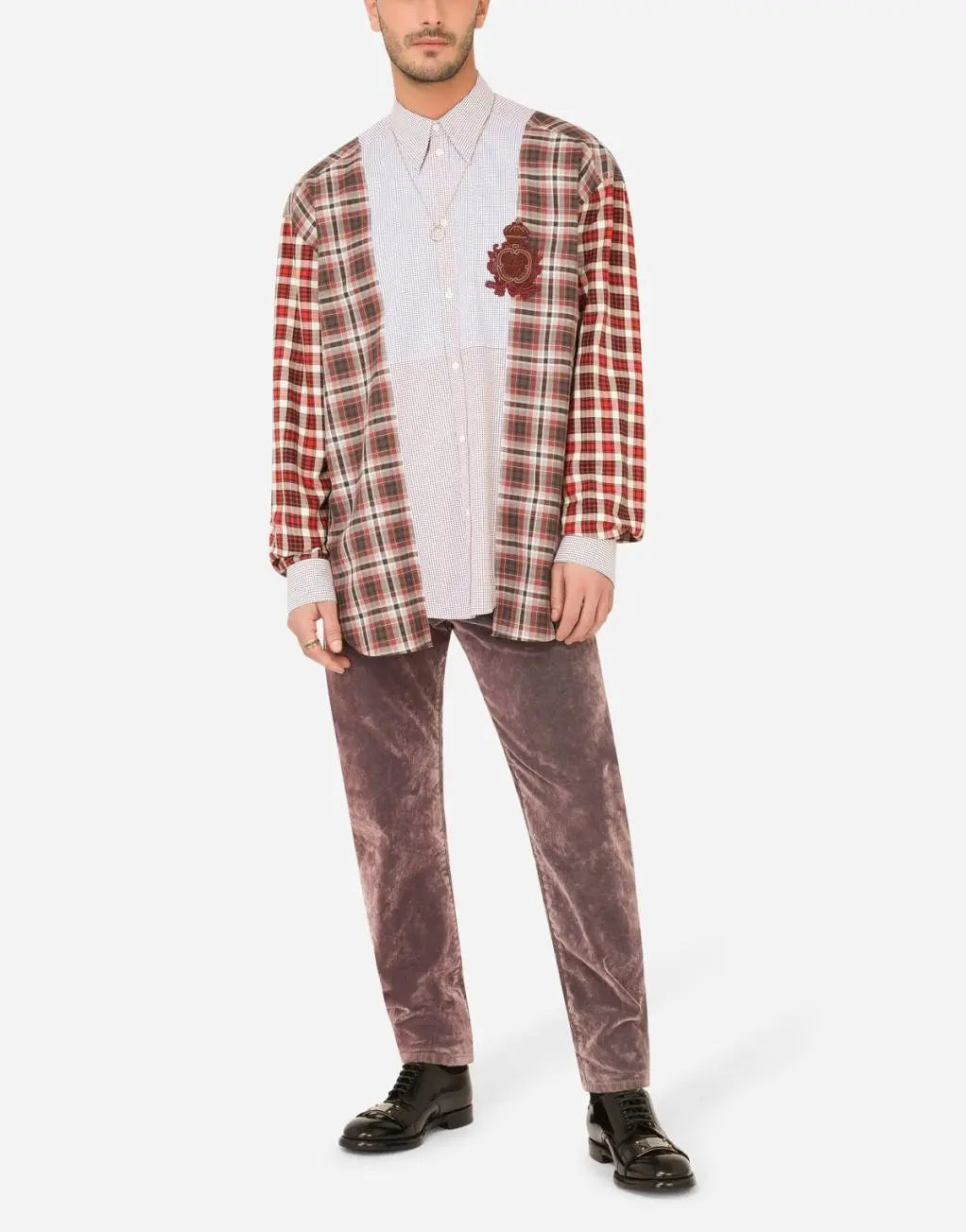 Dolce & Gabbana Checked Logo Cotton Shirt