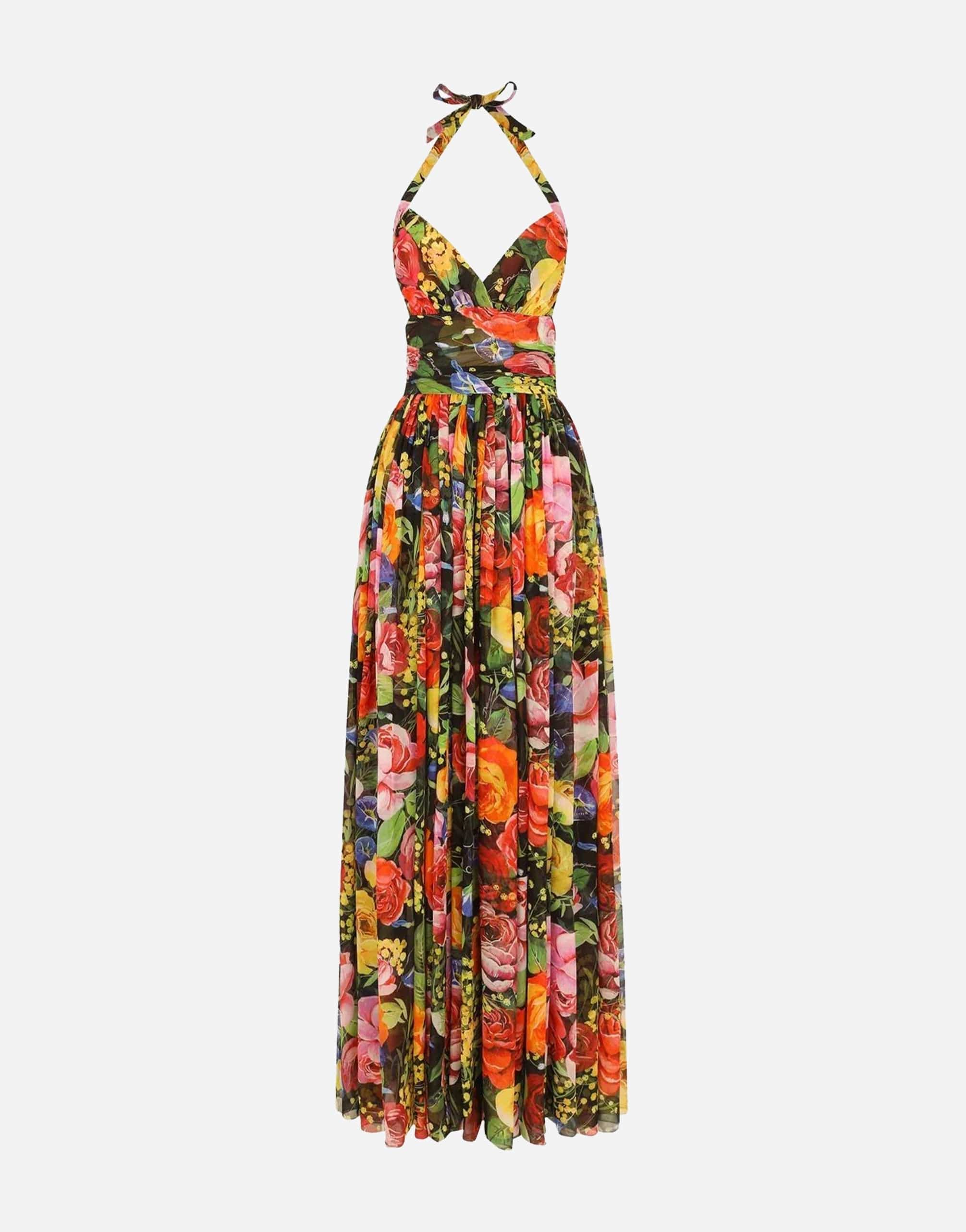 Chique bloemen maxi slip jurk in multicolor zijde
