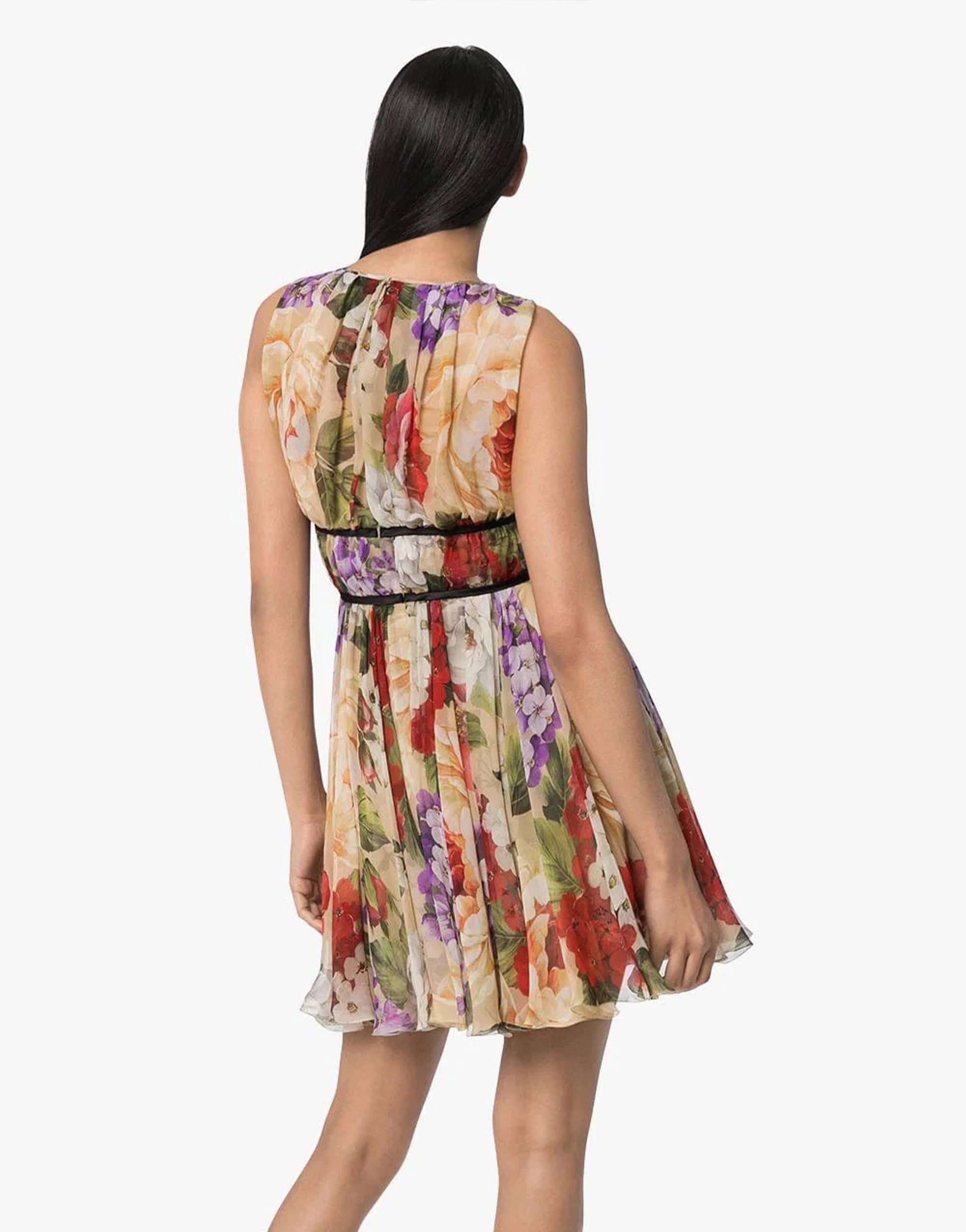 Dolce & Gabbana Chiffon Floral-Print Mini Dress