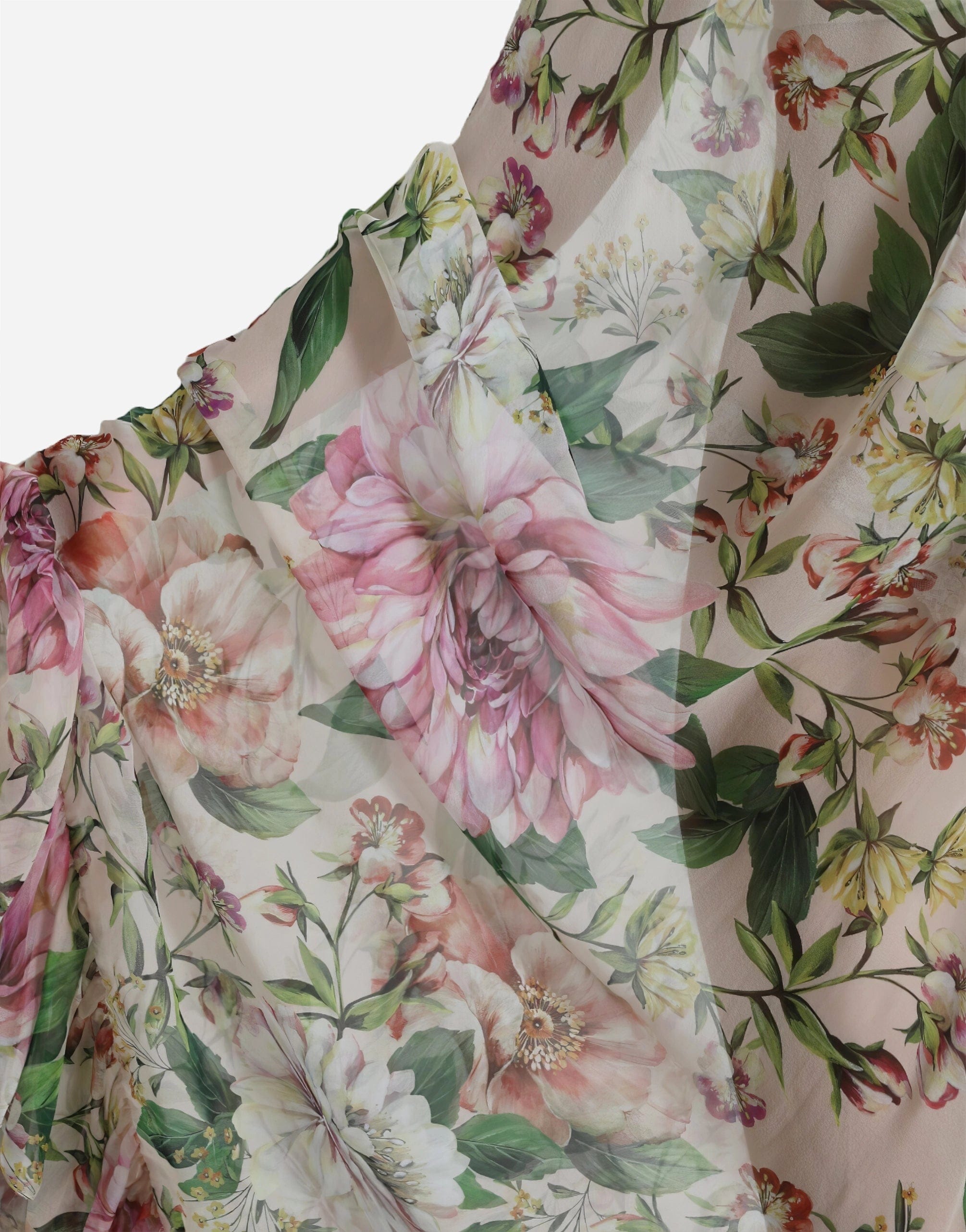 Dolce & Gabbana Chiffon Ruched Floral Silk Dress