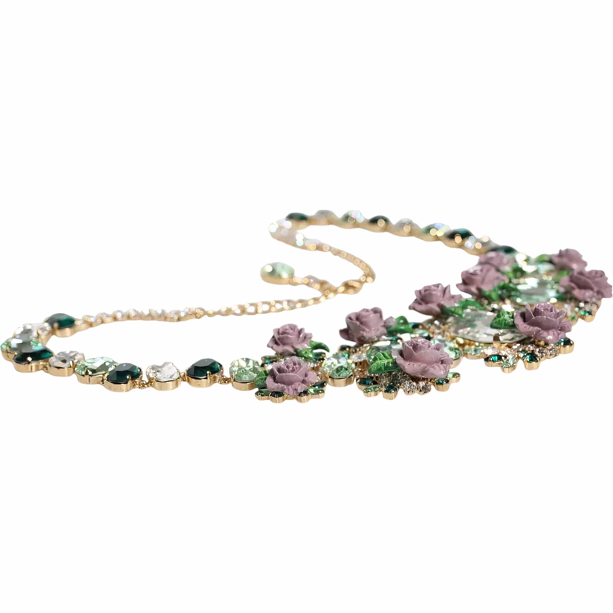 Dolce & Gabbana Choker Necklace With Crystal And Rose Embellishments