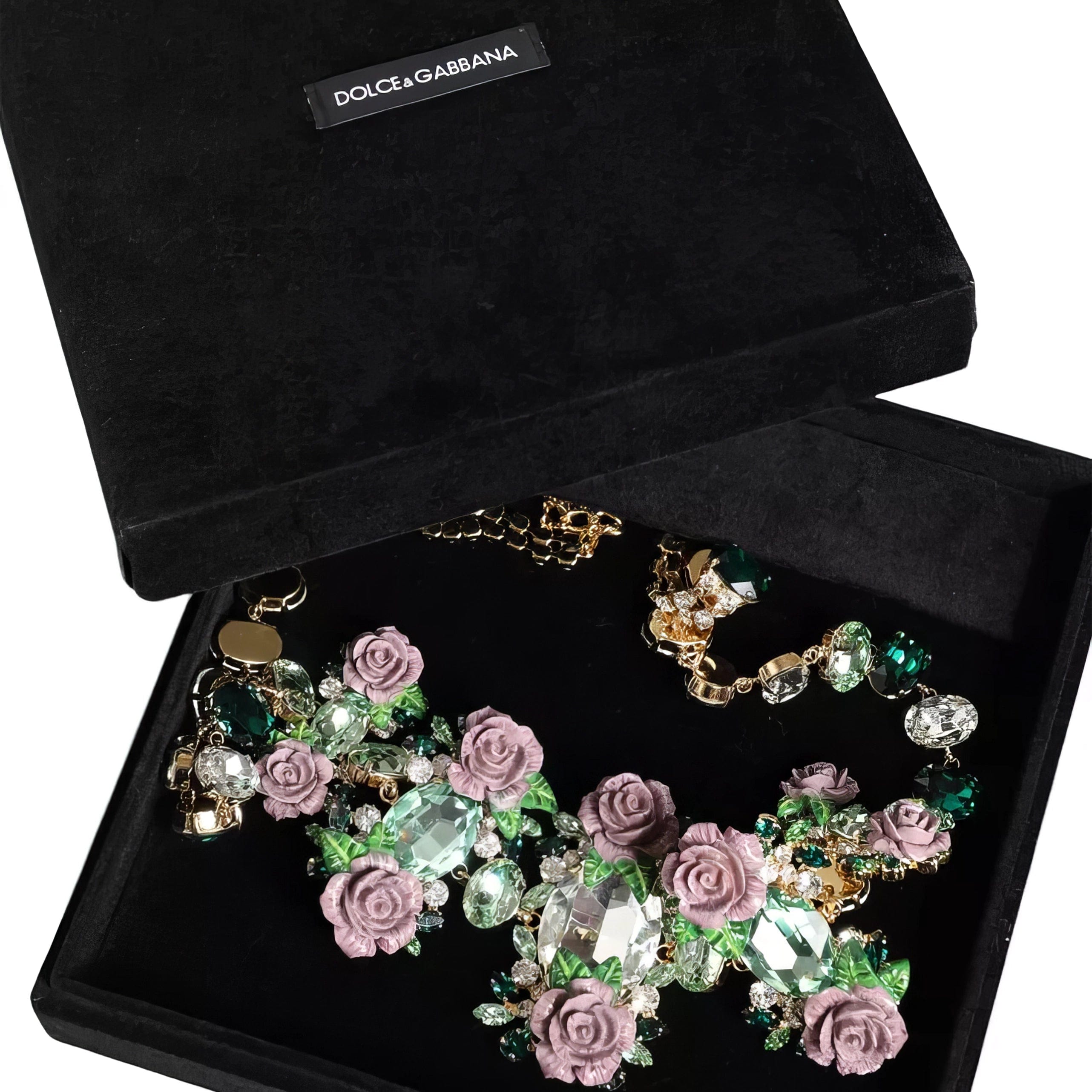 Dolce & Gabbana Choker Necklace With Crystal And Rose Embellishments