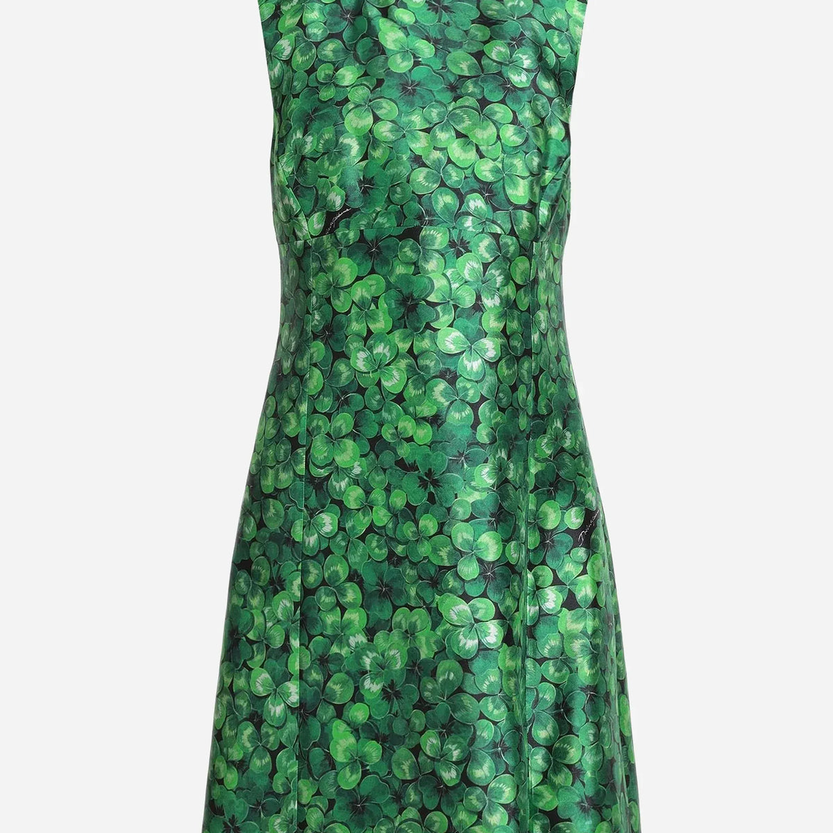 Dolce & Gabbana Clover Print Sleeveless Mini Shift Dress