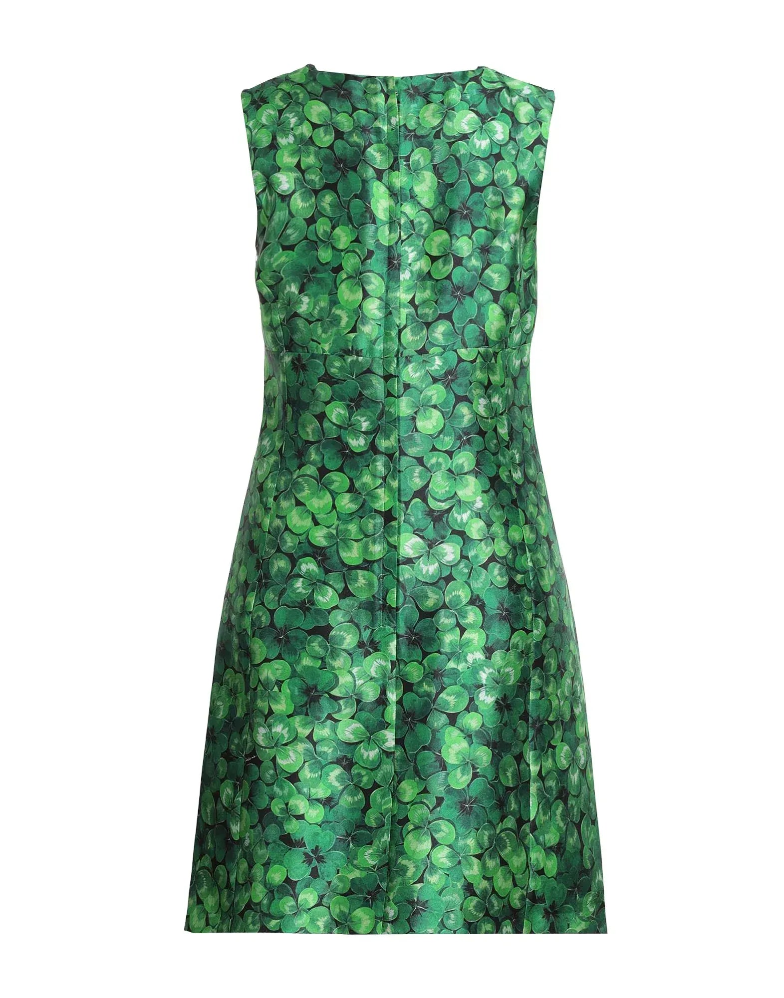 Dolce & Gabbana Clover Print Sleeveless Mini Shift Dress