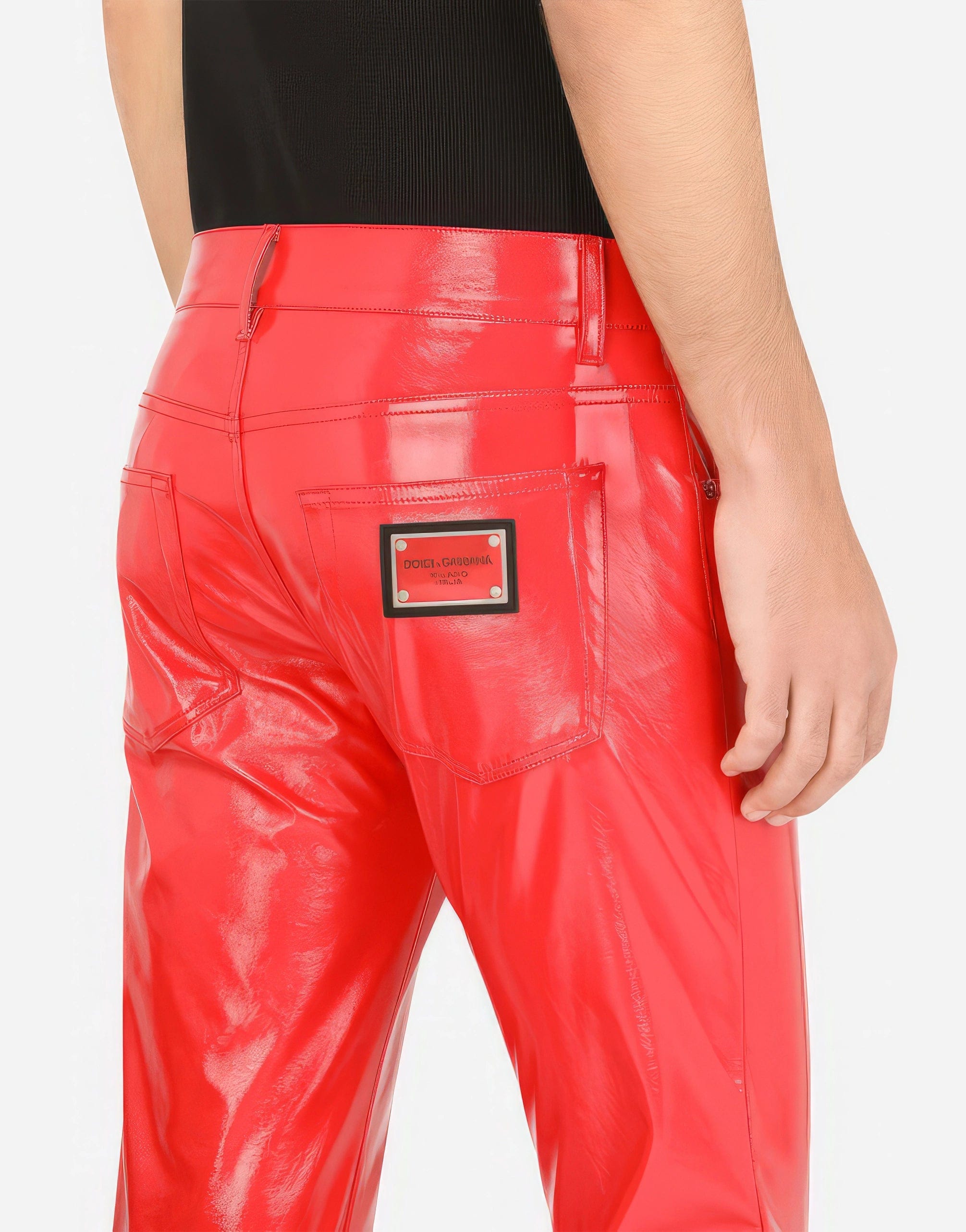 Coated Polyester Skinny Pants