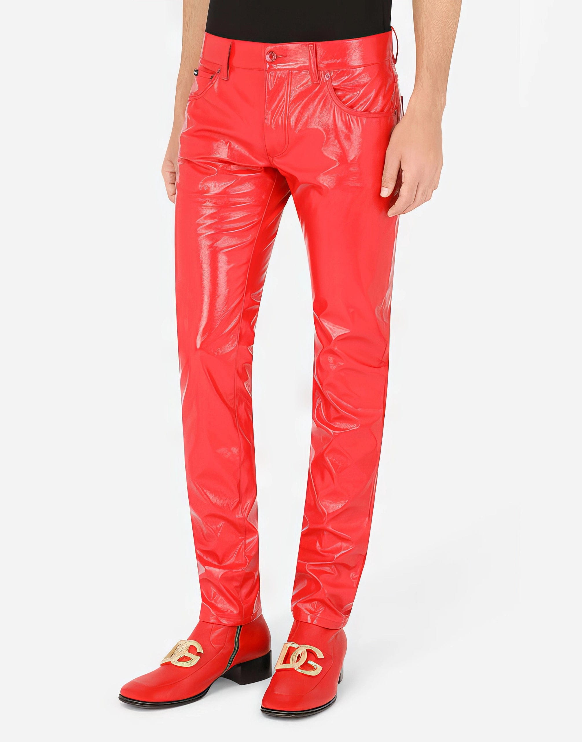 Coated Polyester Skinny Pants