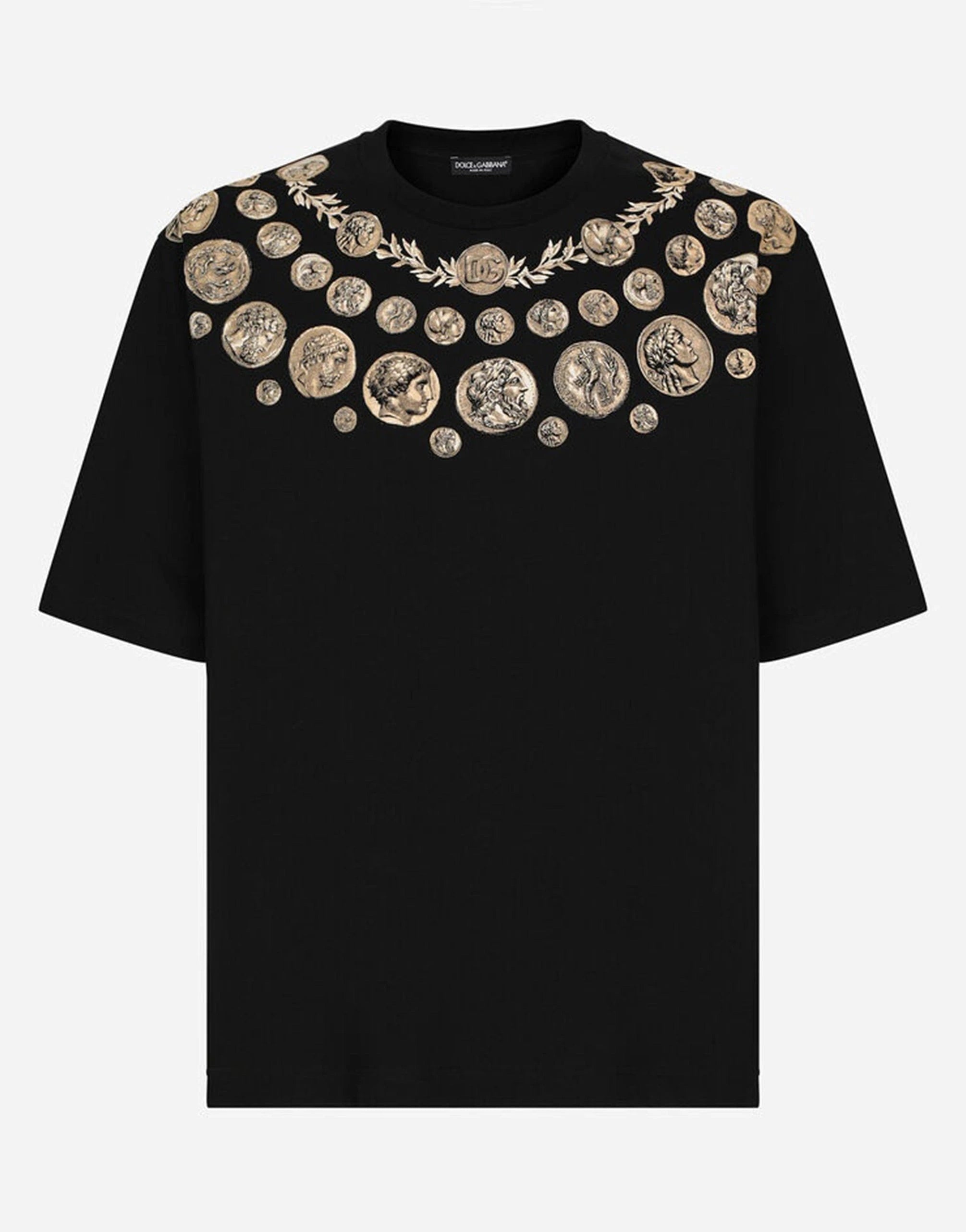 Dolce & Gabbana Coin-Print Cotton T-Shirt | Sendegaro UK Dolce & Gabbana Coin-Print Cotton T-Shirt | Sendegaro UK
