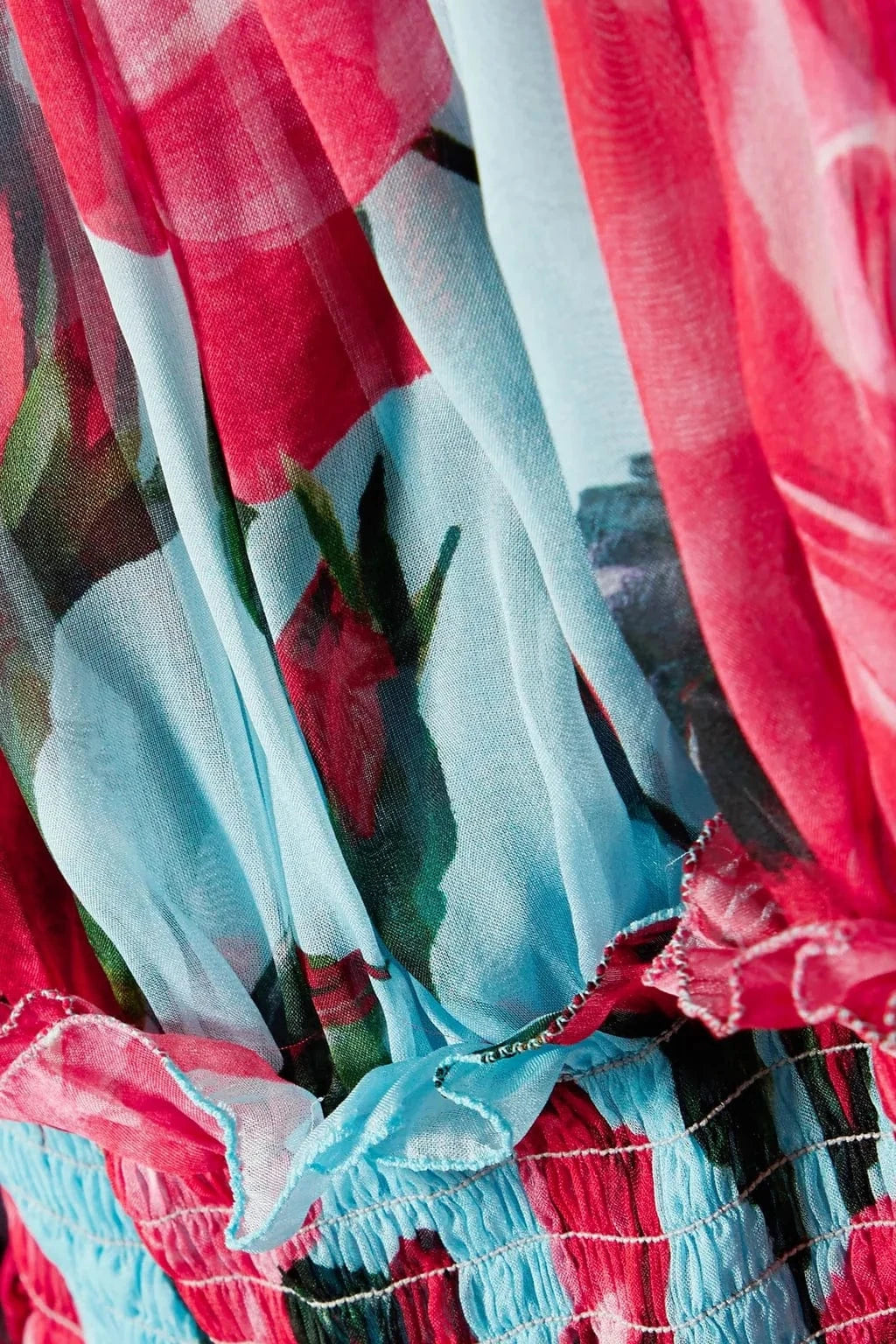 Dolce & Gabbana Cold-Shoulder Floral-Print Silk Dress