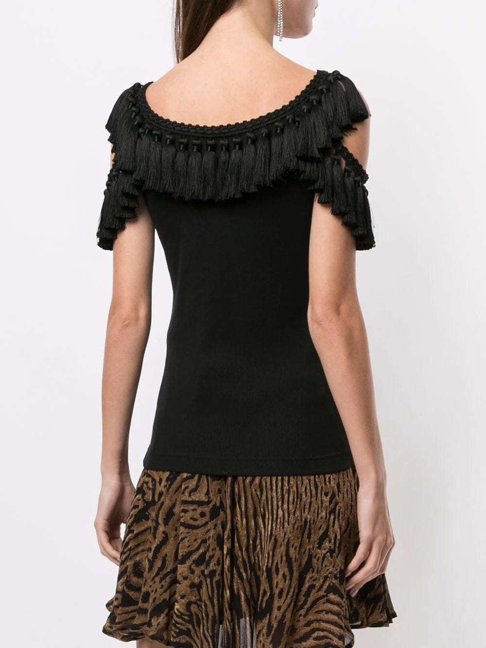 Dolce & Gabbana Cold Shoulder Tassel Trim Vest