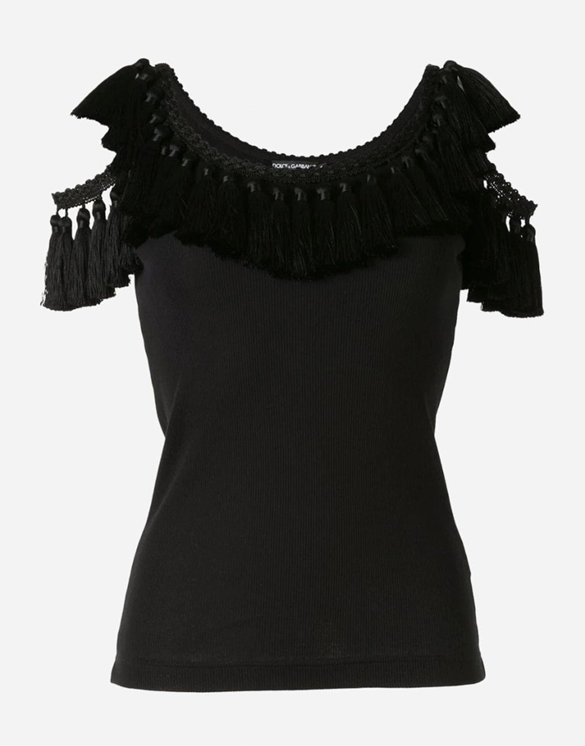 Dolce & Gabbana Cold Shoulder Tassel Trim Vest