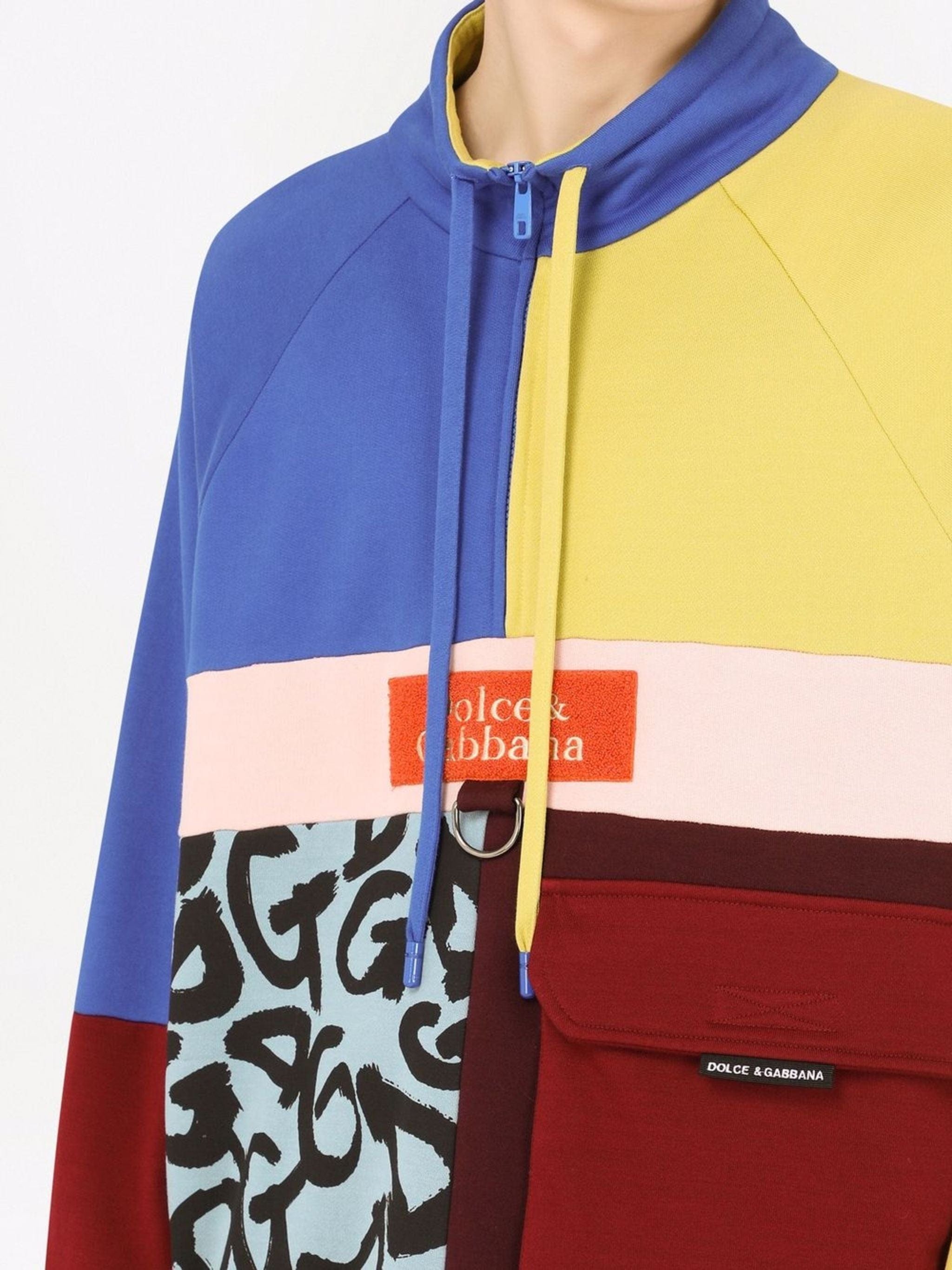 Dolce & Gabbana Color-Block Short-Zip Sweatshirt