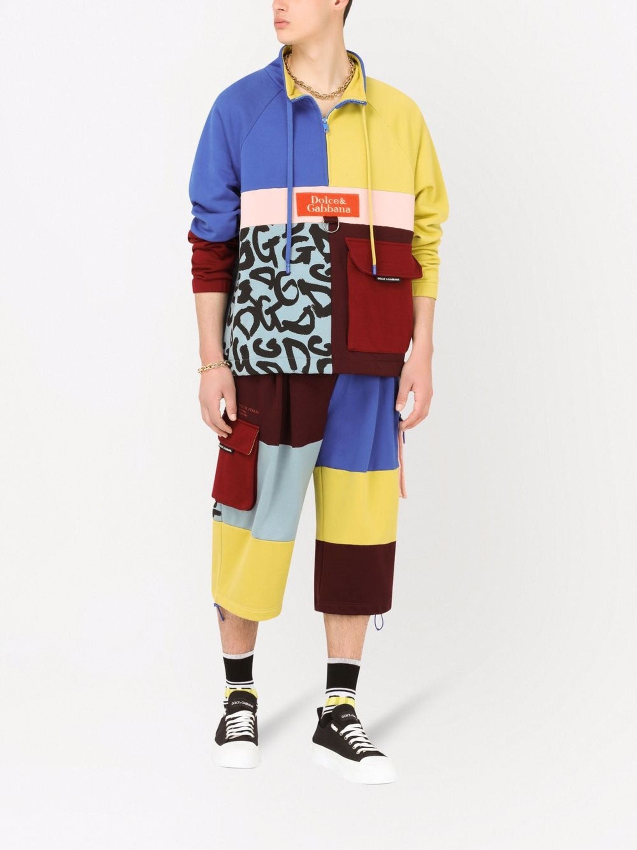 Dolce & Gabbana Color-Block Short-Zip Sweatshirt