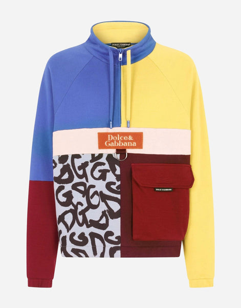 DOLCE&GABBANA★スパンコール付きスウェット Dolce & Gabbana Color-Block Short-Zip Sweatshirt | Sendegaro CN