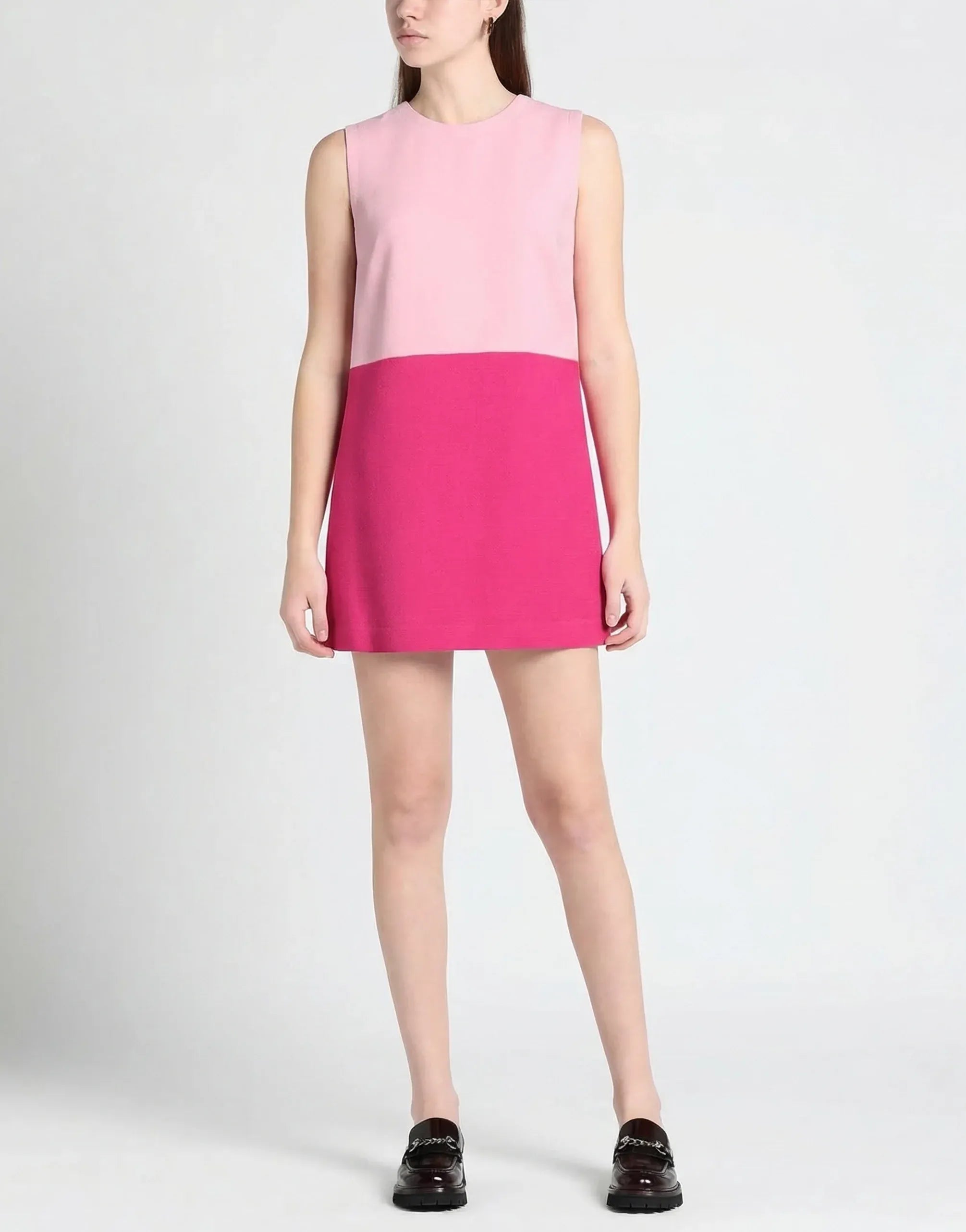 Color-Block Virgin Wool Blend Mini Dress - alternate view