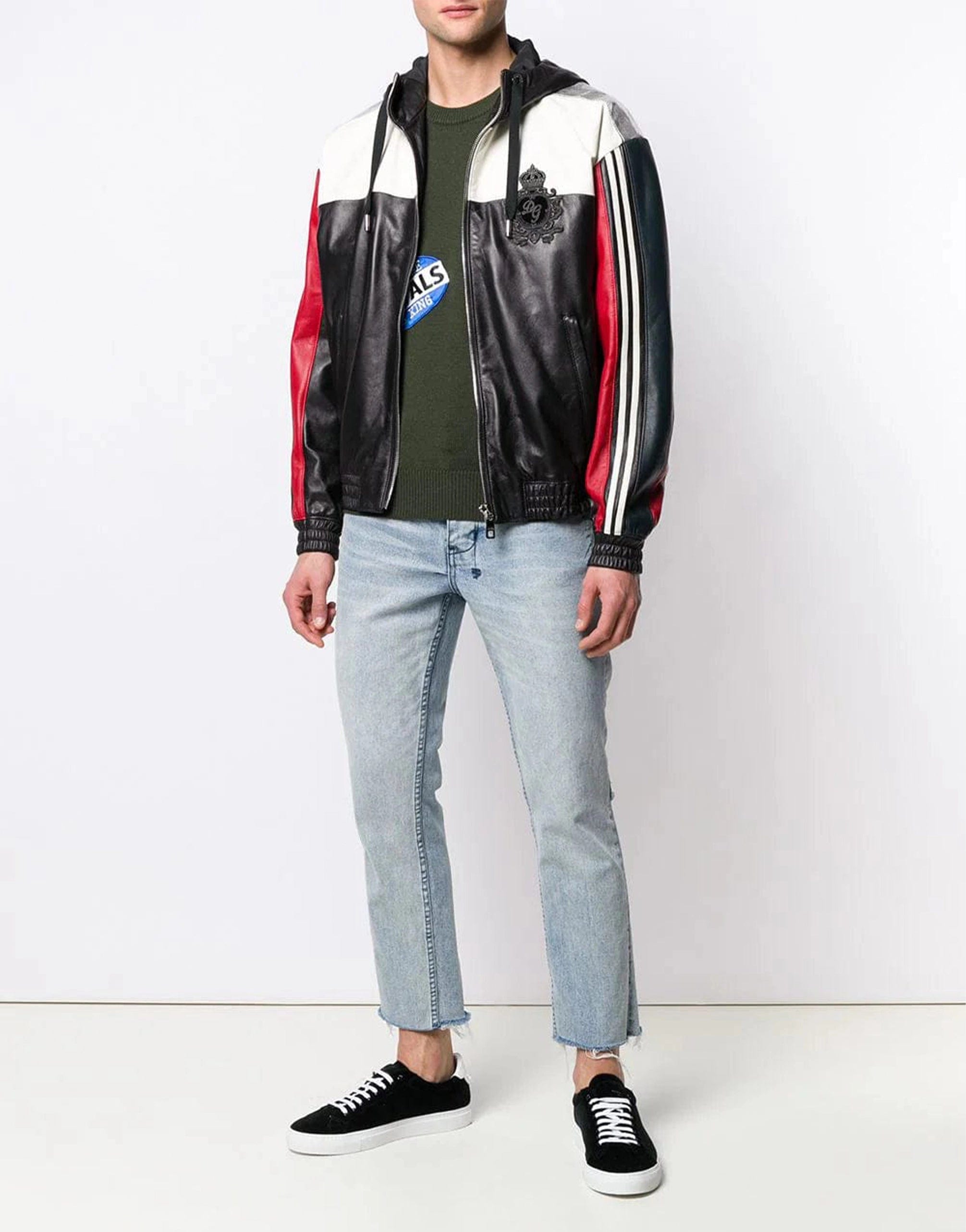 Dolce & Gabbana Color Block Zipped Bomber Jacket